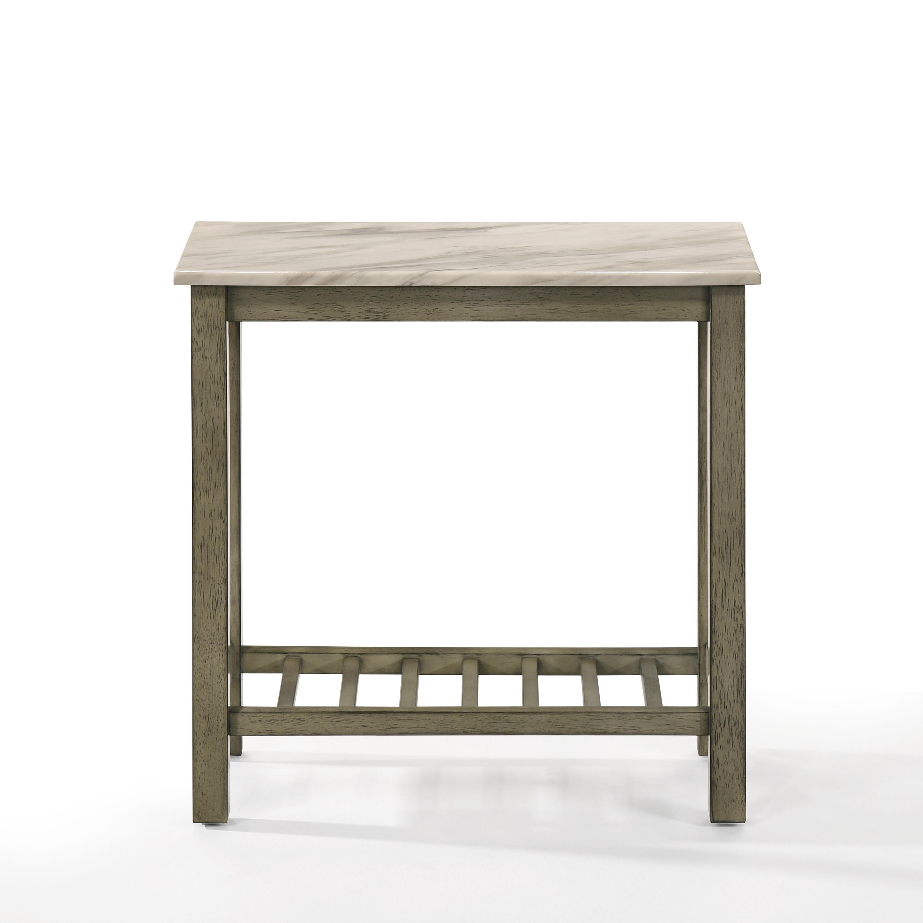 EDEN CHAIRSIDE TABLE-GRAY W/FAUX MARBLE TOP - Ideal Furniture (Fresno,CA)