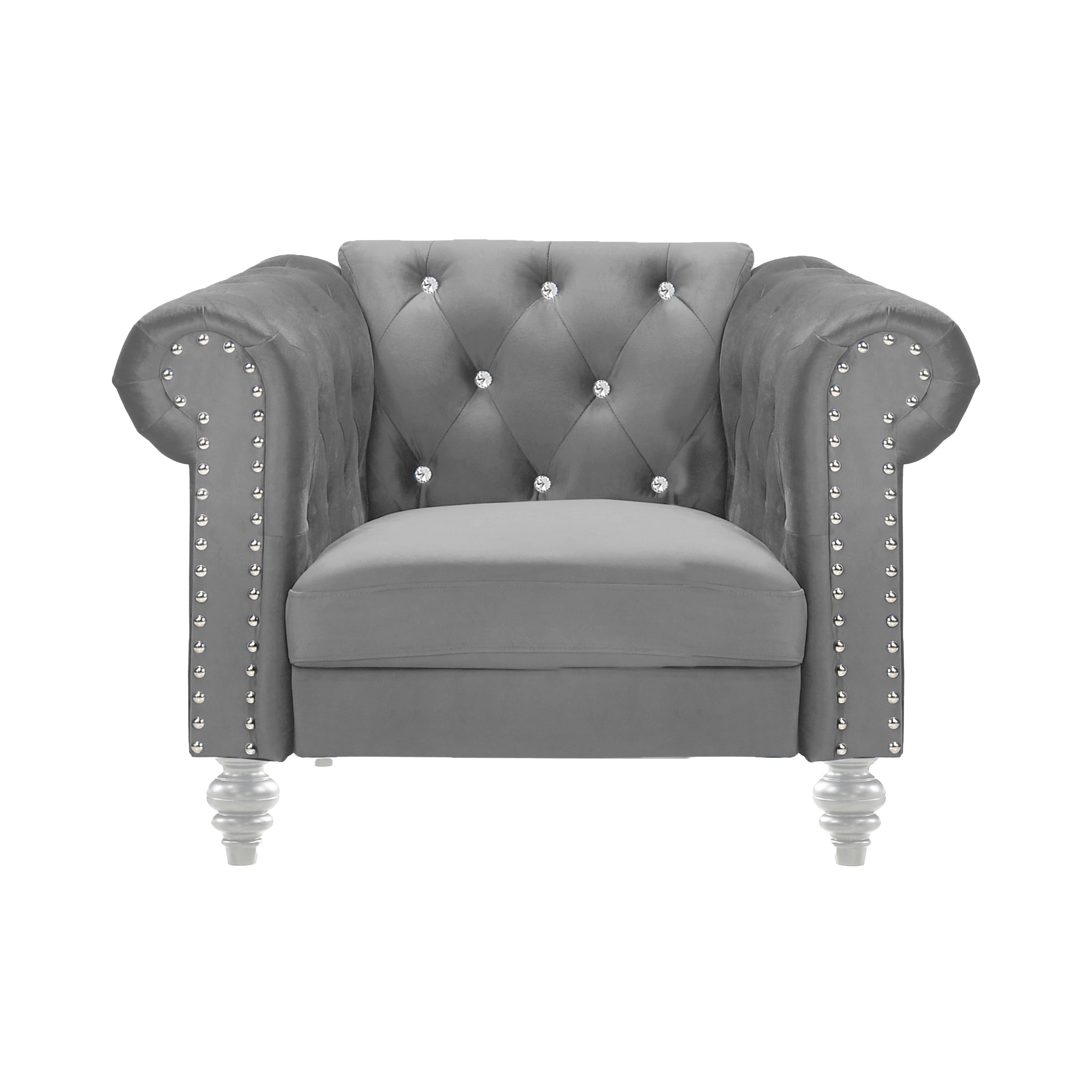 EMMA CRYSTAL CHAIR-GRAY - Ideal Furniture (Fresno,CA)