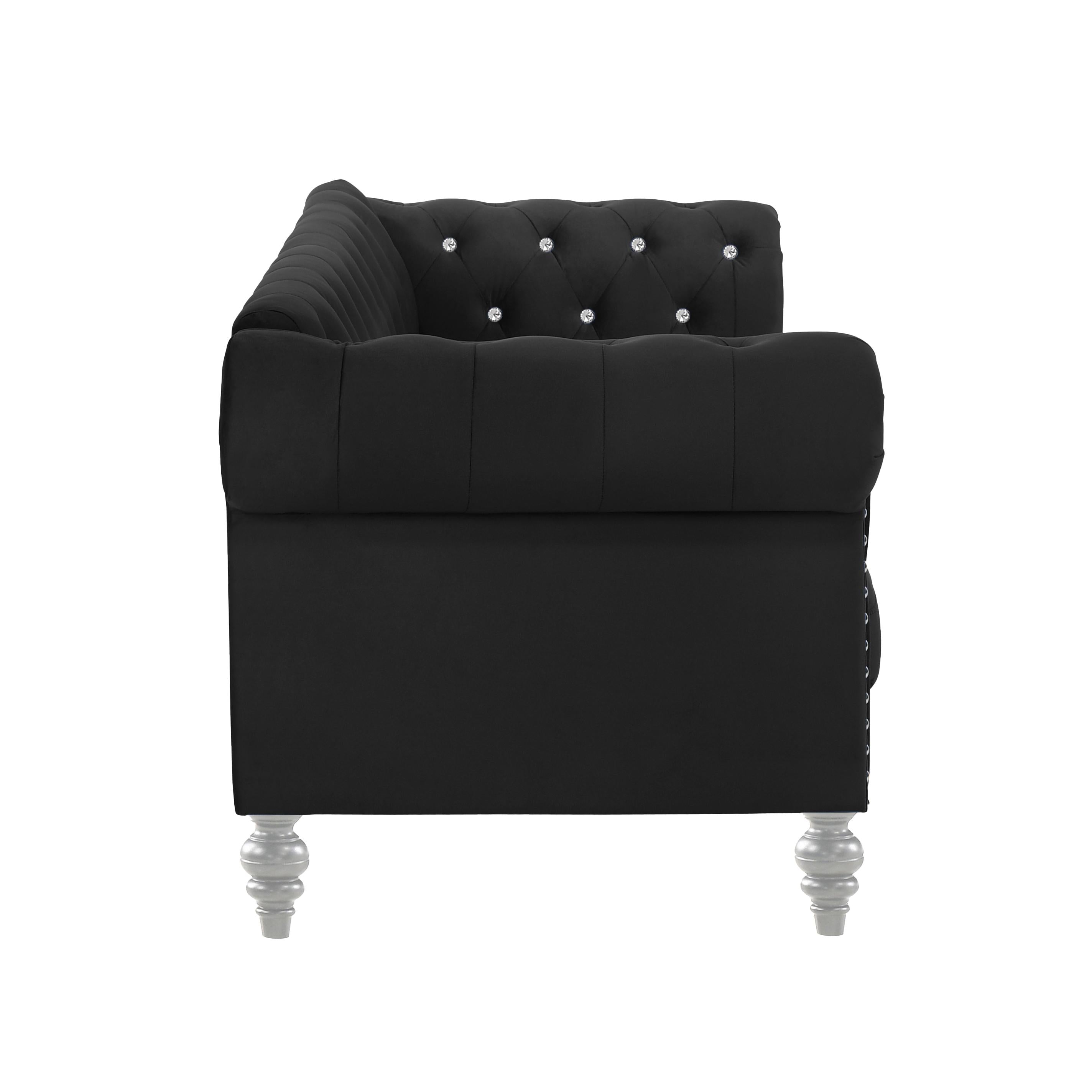 EMMA CRYSTAL LOVESEAT-BLACK - Ideal Furniture (Fresno,CA)