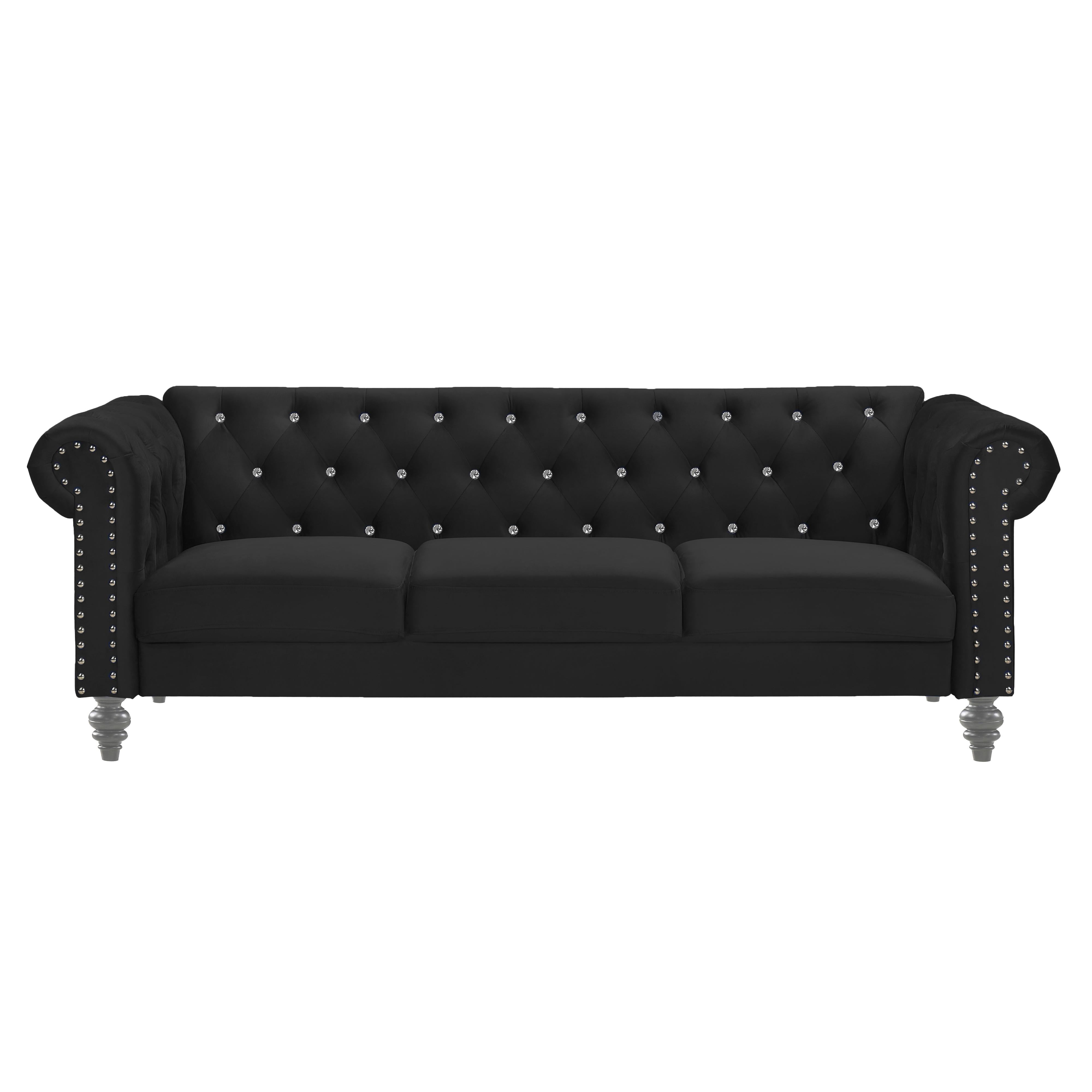 EMMA CRYSTAL SOFA-BLACK - Ideal Furniture (Fresno,CA)