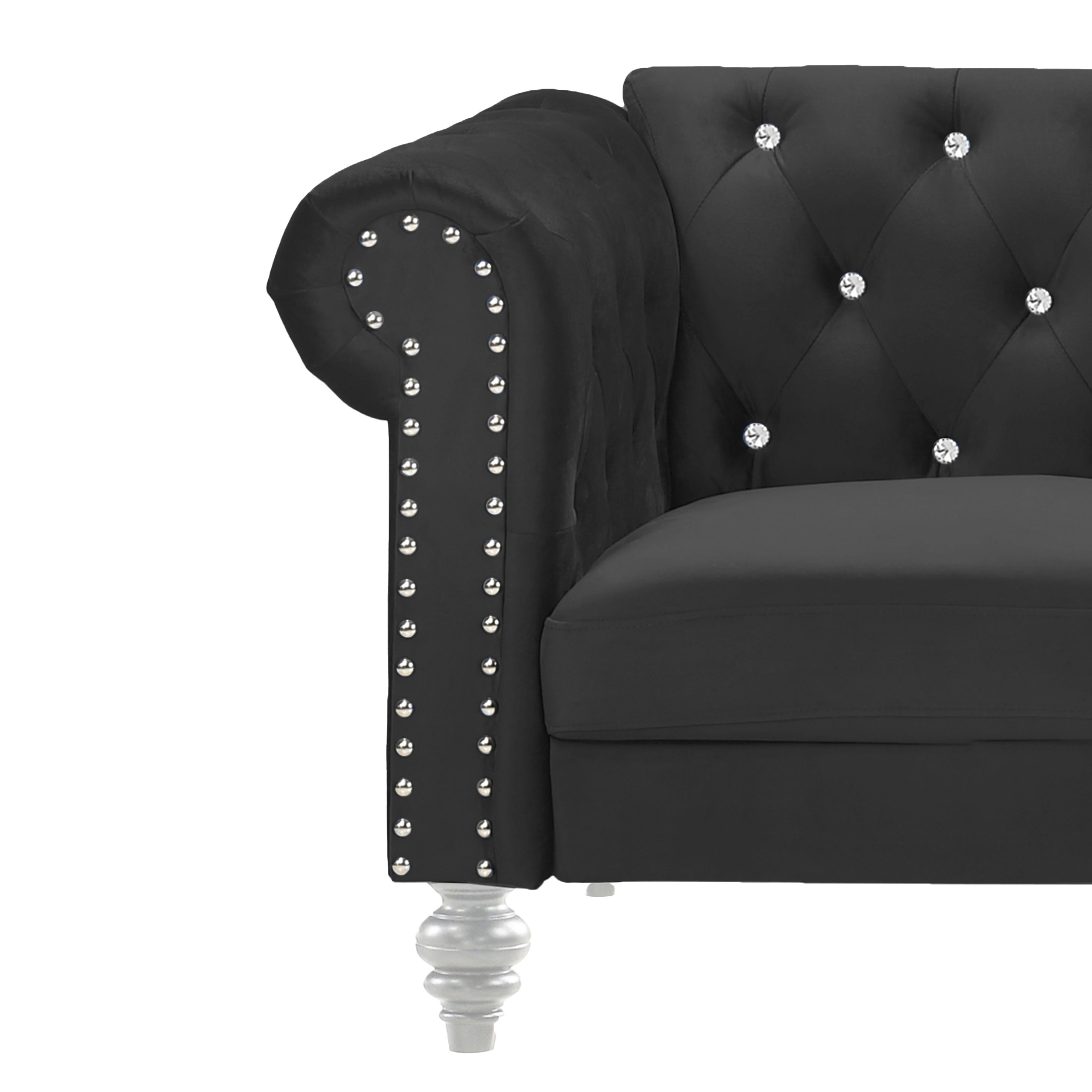 EMMA CRYSTAL SOFA-BLACK - Ideal Furniture (Fresno,CA)