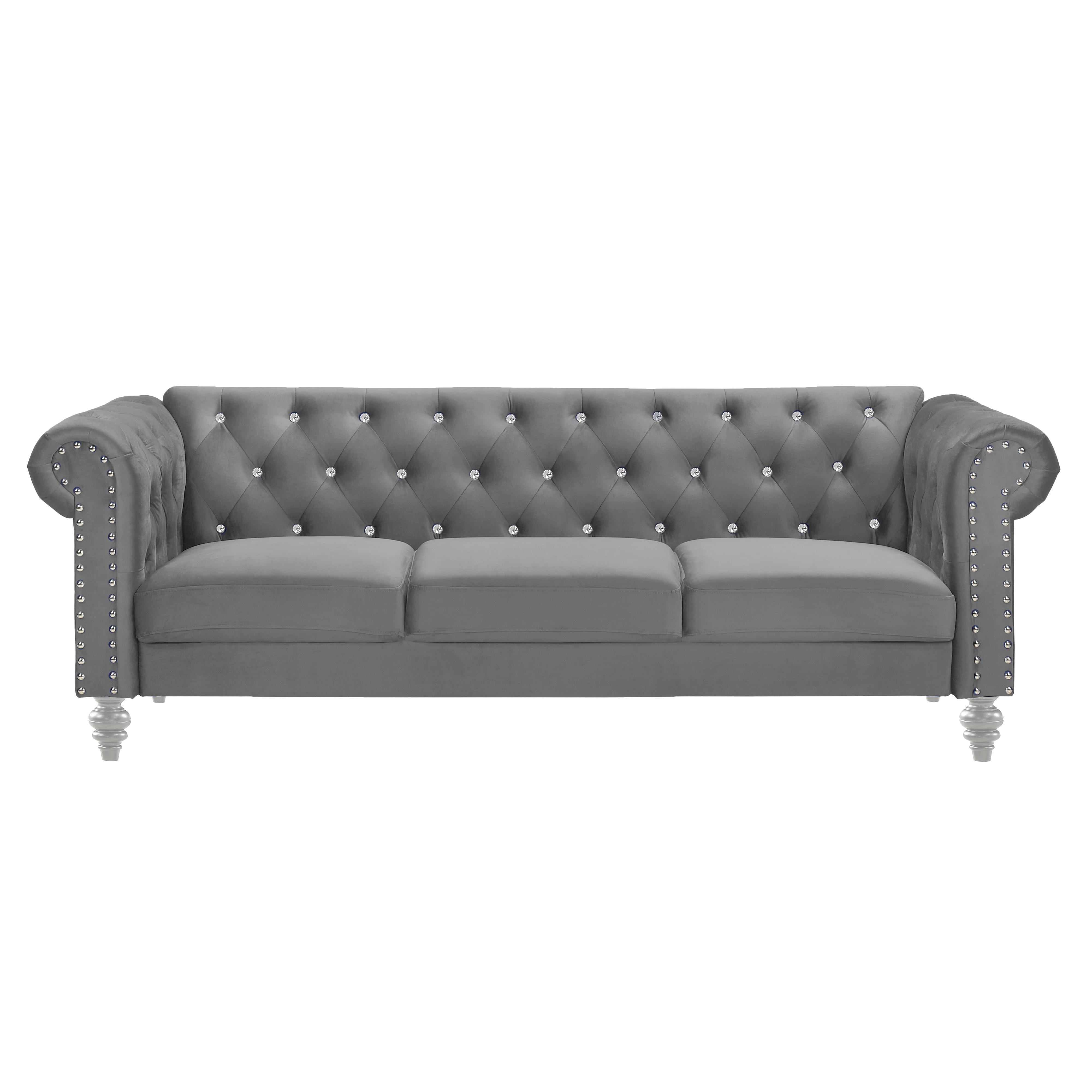 EMMA CRYSTAL SOFA-GRAY - Ideal Furniture (Fresno,CA)