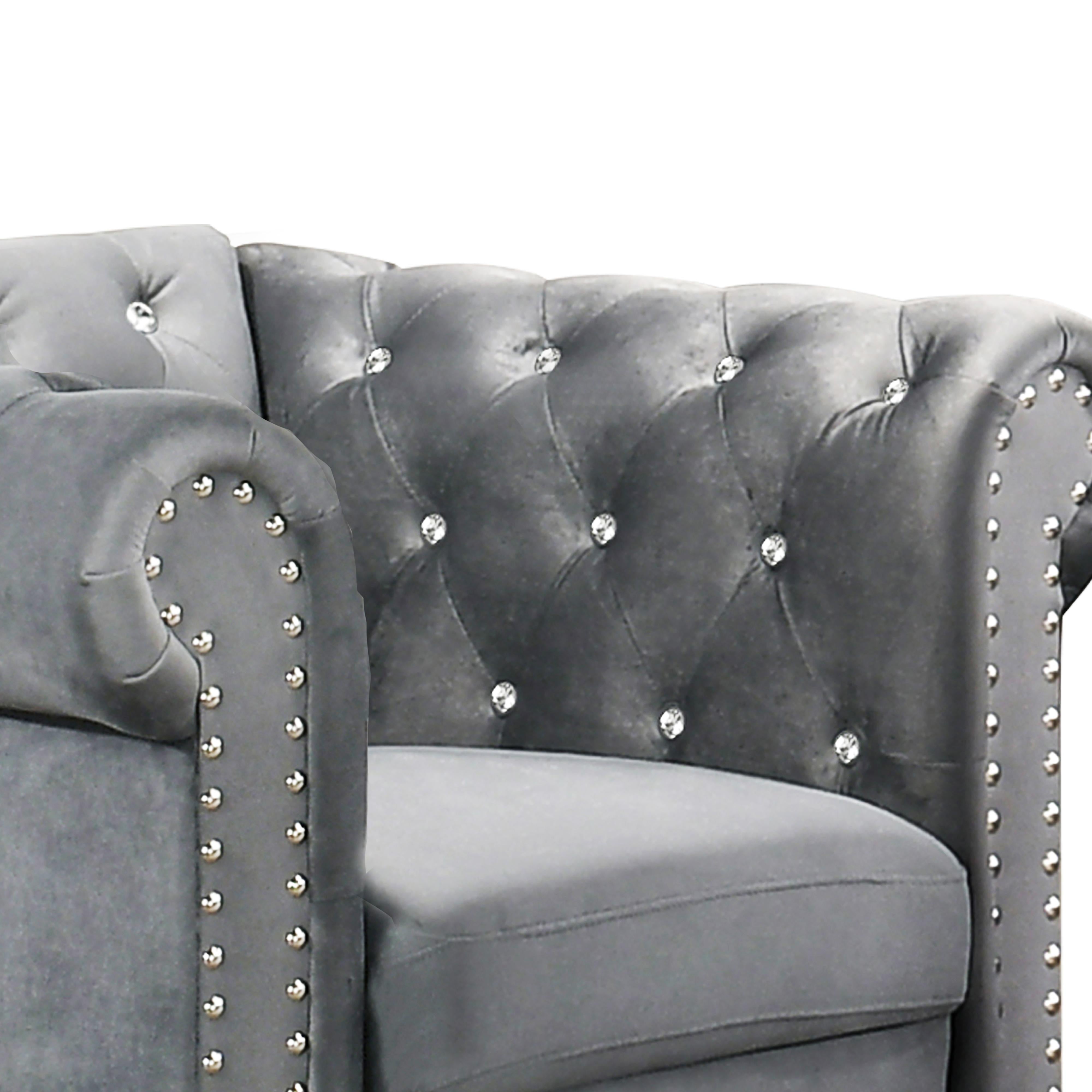 EMMA CRYSTAL CHAIR-GRAY - Ideal Furniture (Fresno,CA)