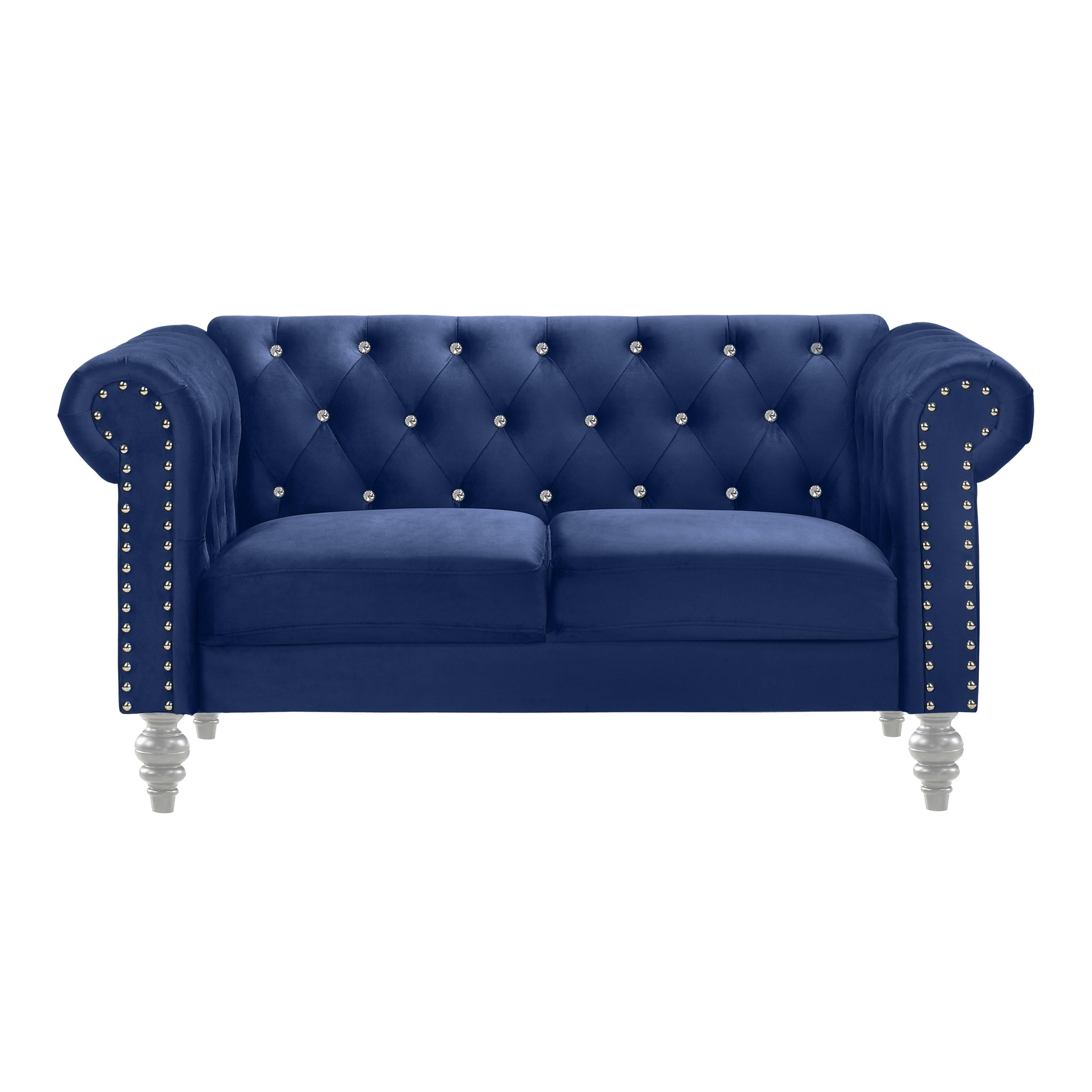 EMMA CRYSTAL LOVESEAT-ROYAL BLUE - Ideal Furniture (Fresno,CA)