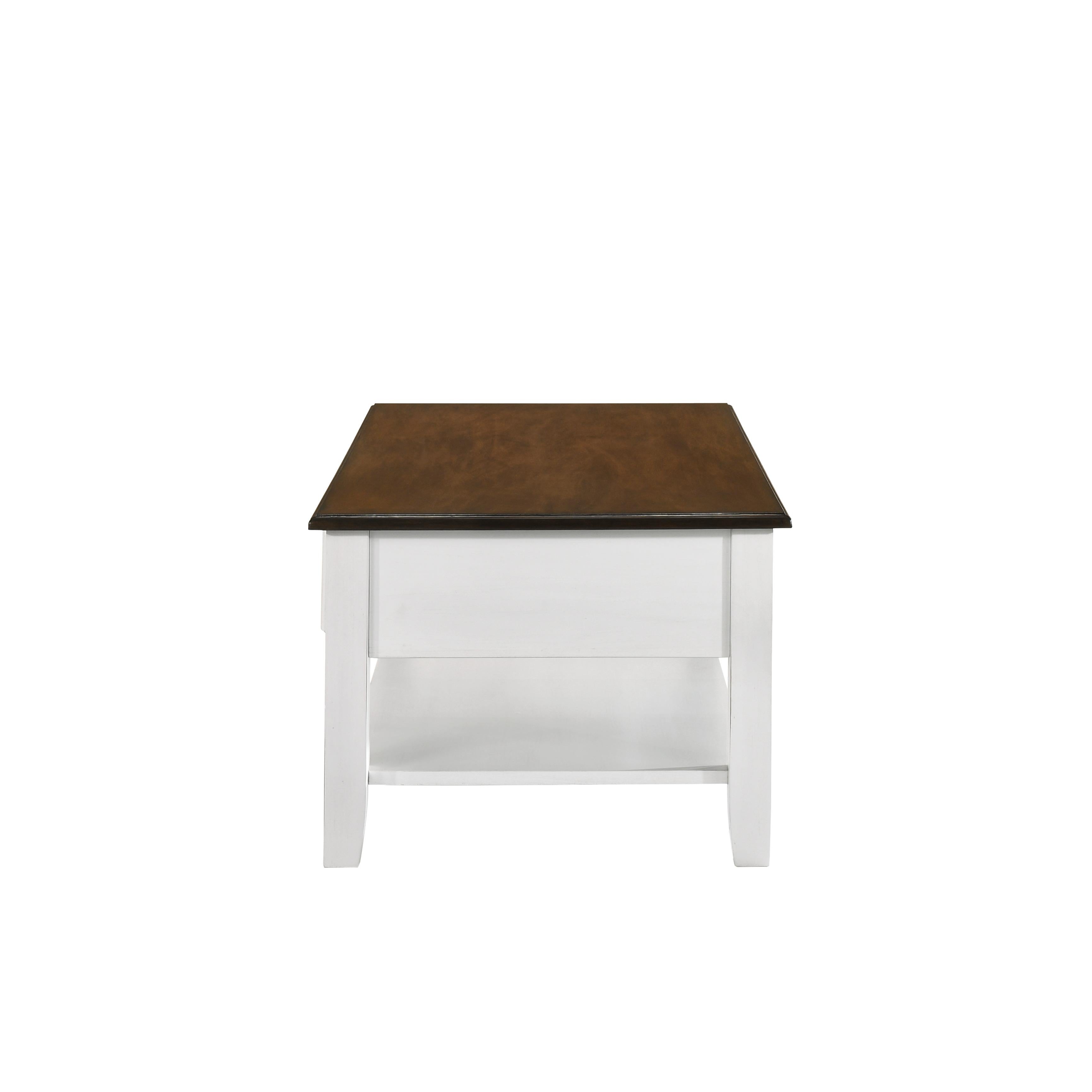 EVANDER COFFEE TABLE WITH DRAWER-TWO TONE CREME/BROWN - Ideal Furniture (Fresno,CA)