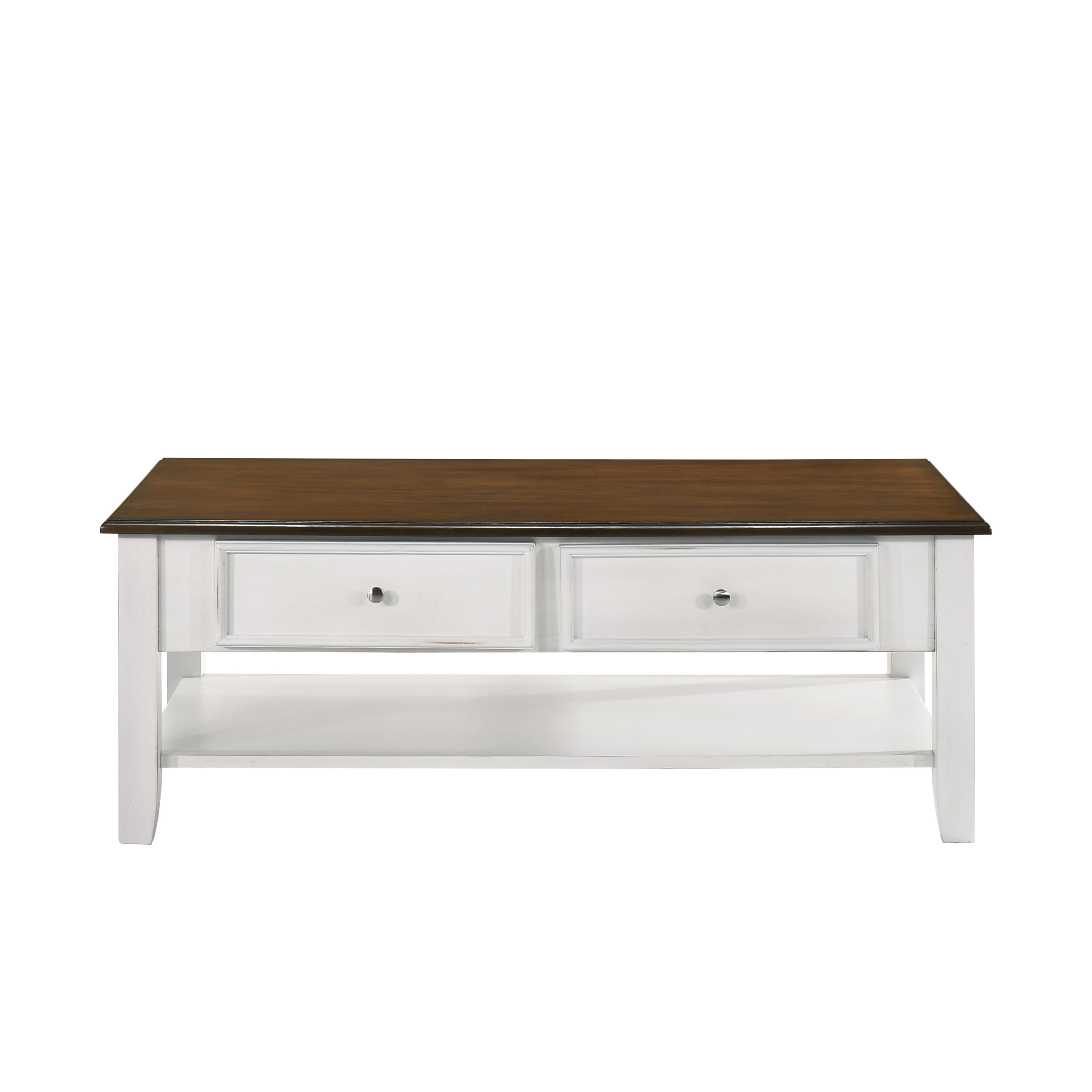 EVANDER COFFEE TABLE WITH DRAWER-TWO TONE CREME/BROWN - Ideal Furniture (Fresno,CA)