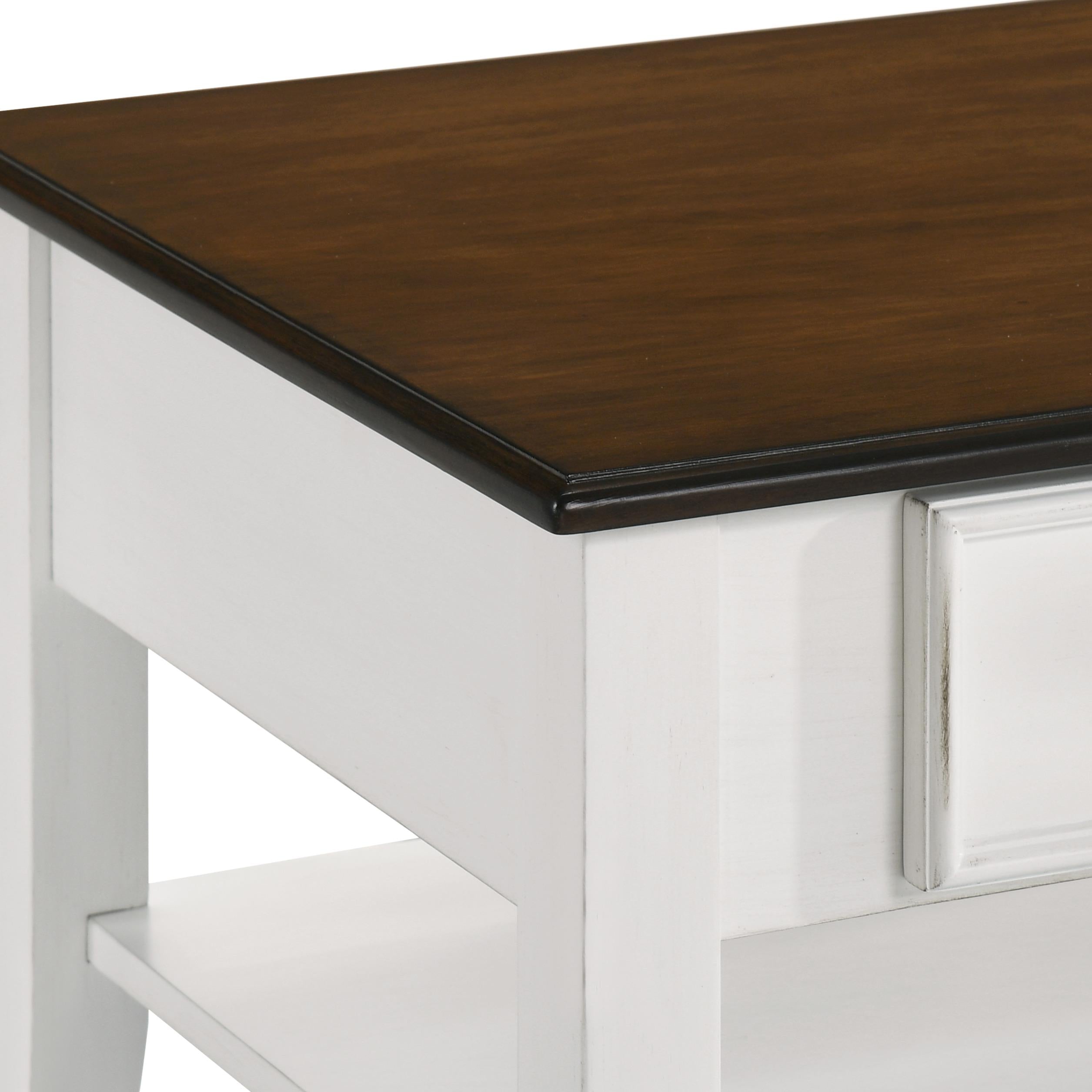 EVANDER COFFEE TABLE WITH DRAWER-TWO TONE CREME/BROWN - Ideal Furniture (Fresno,CA)