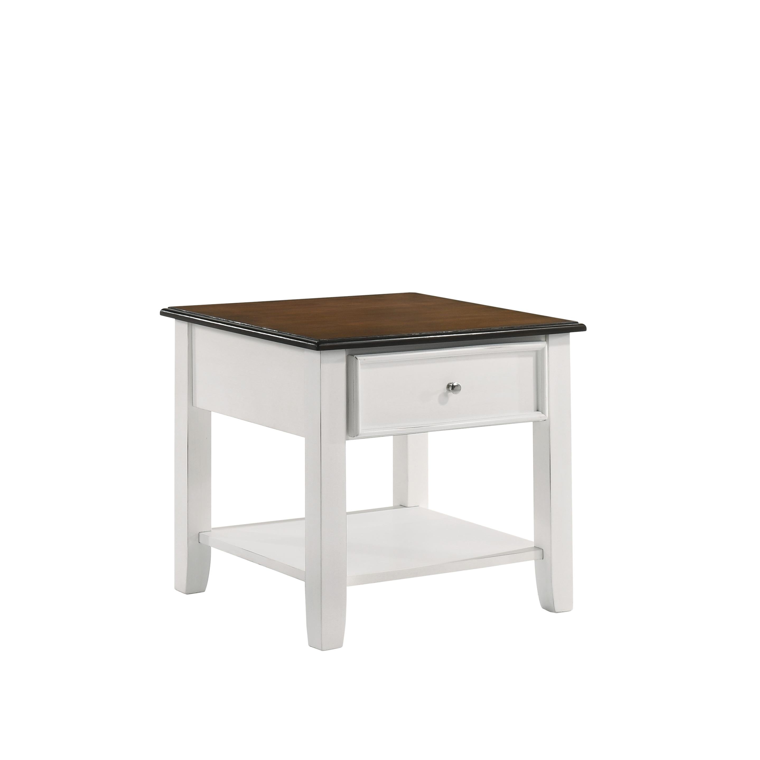 EVANDER END TABLE WITH DRAWER-TWO TONE CREME/BROWN - Ideal Furniture (Fresno,CA)