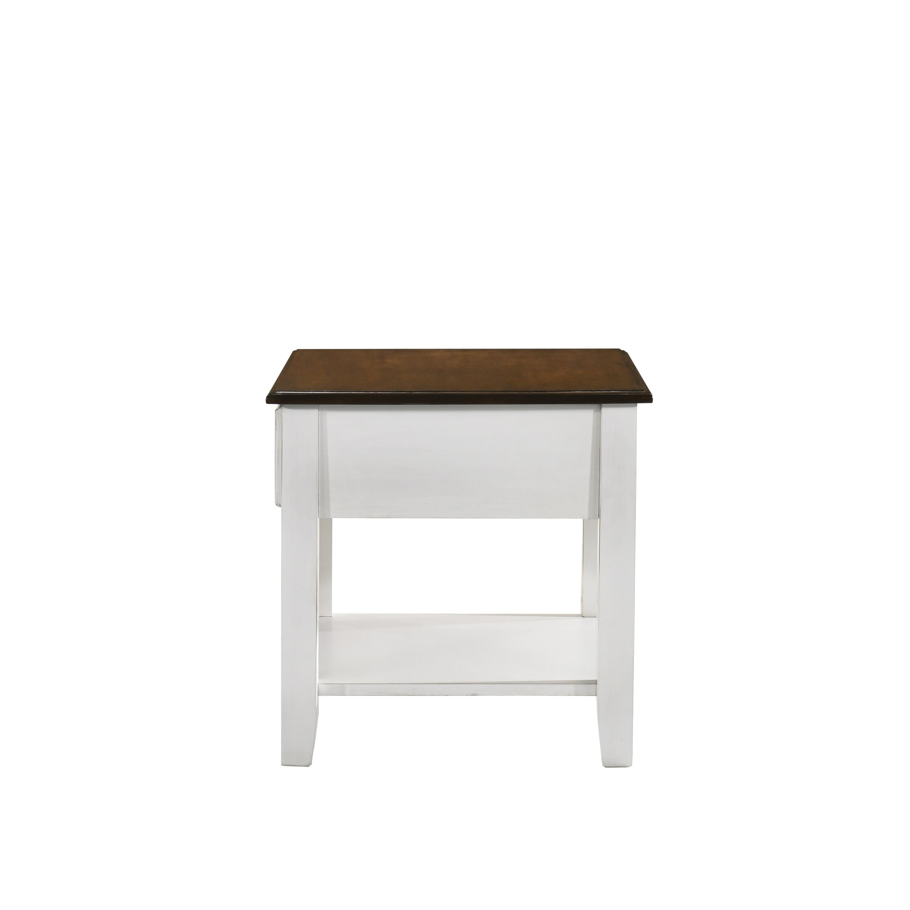 EVANDER END TABLE WITH DRAWER-TWO TONE CREME/BROWN - Ideal Furniture (Fresno,CA)
