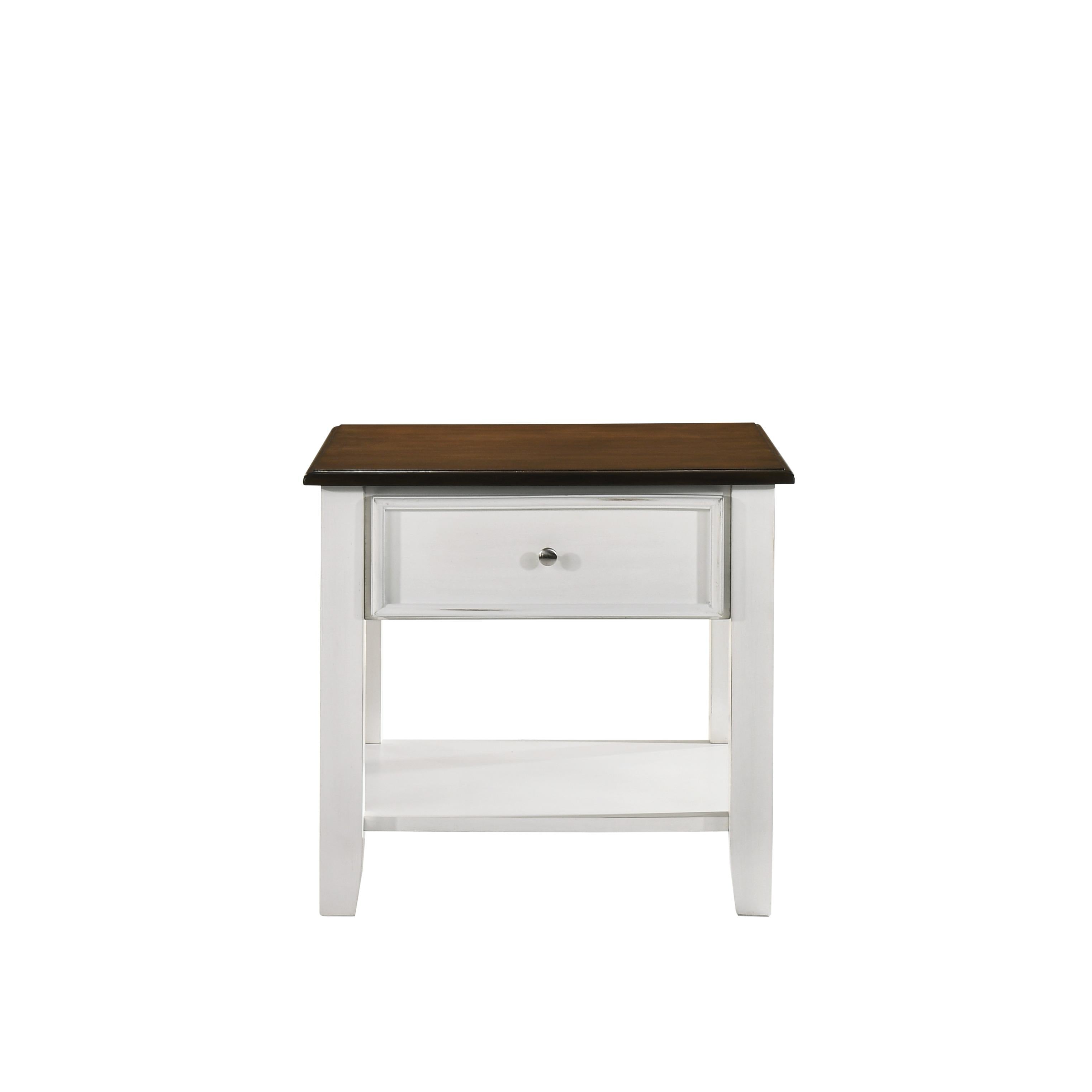 EVANDER END TABLE WITH DRAWER-TWO TONE CREME/BROWN - Ideal Furniture (Fresno,CA)