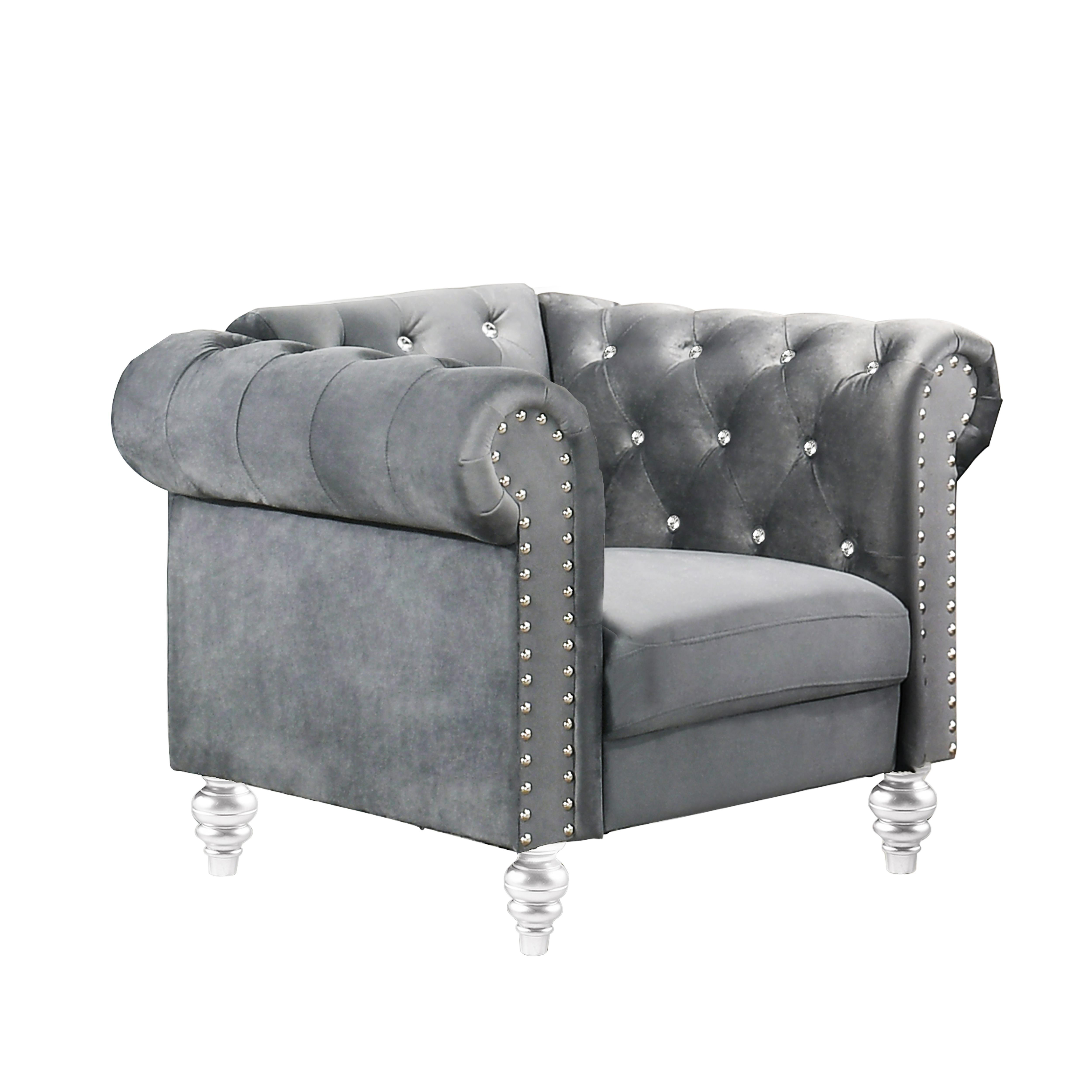 EMMA CRYSTAL CHAIR-GRAY - Ideal Furniture (Fresno,CA)