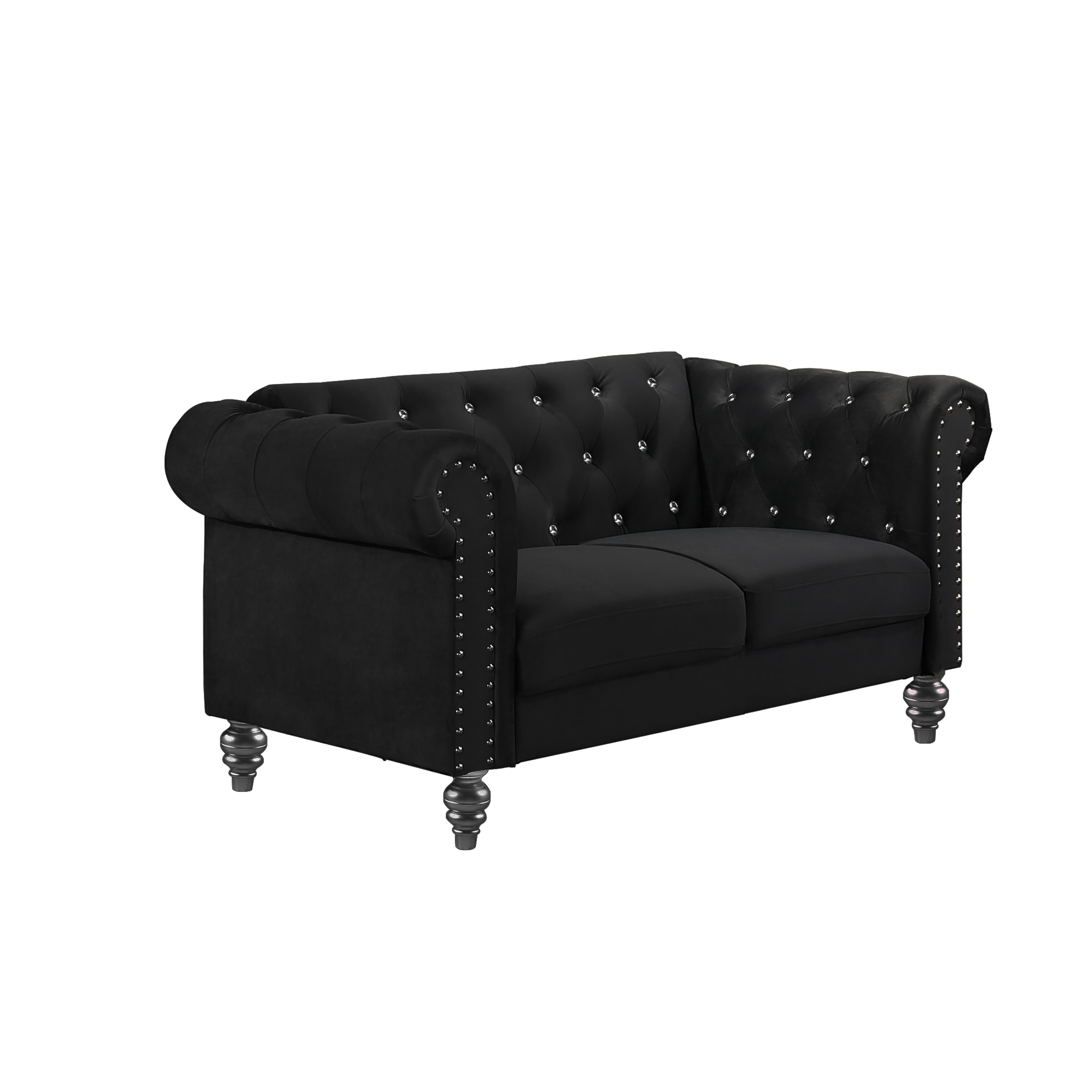 EMMA CRYSTAL LOVESEAT-BLACK - Ideal Furniture (Fresno,CA)
