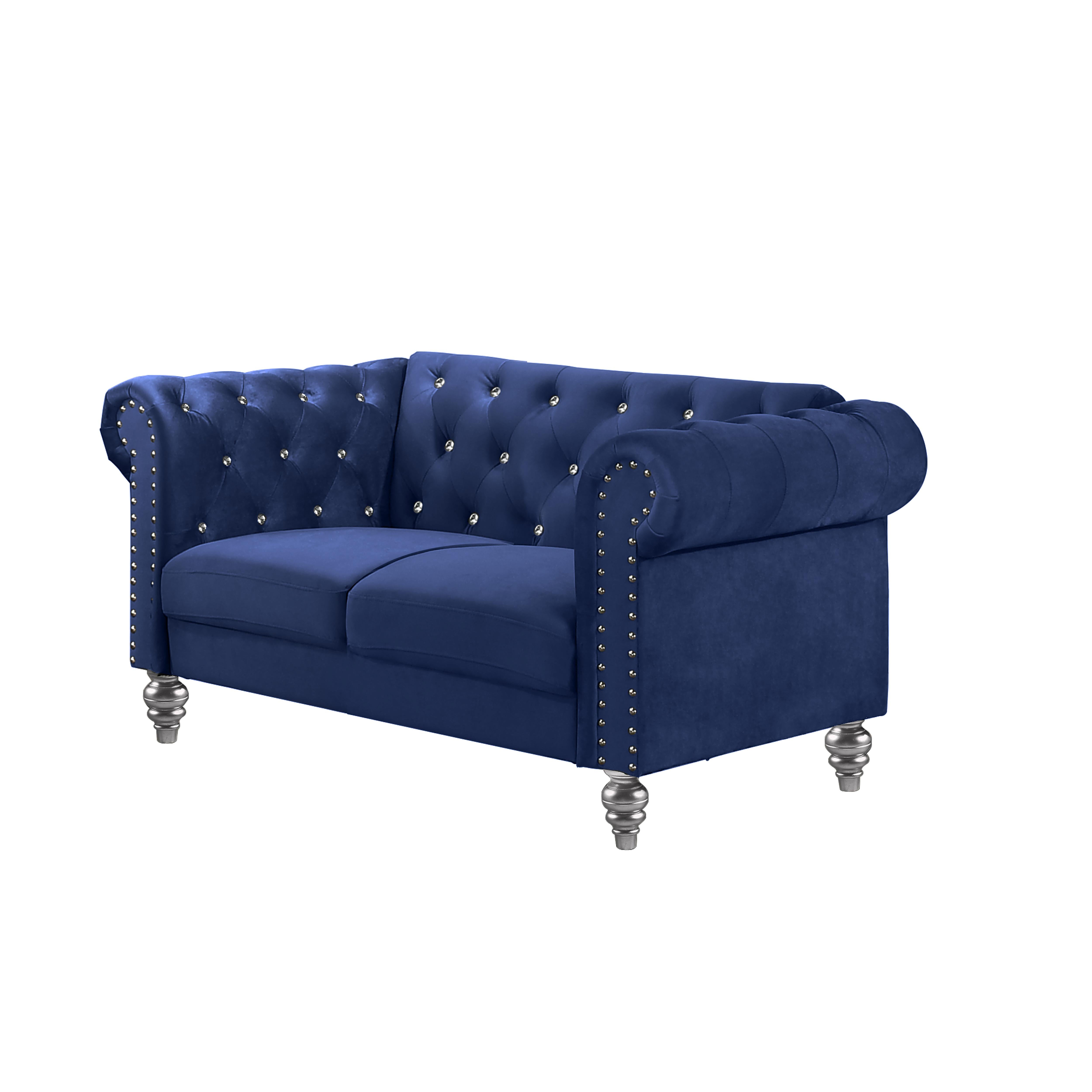 EMMA CRYSTAL LOVESEAT-ROYAL BLUE - Ideal Furniture (Fresno,CA)
