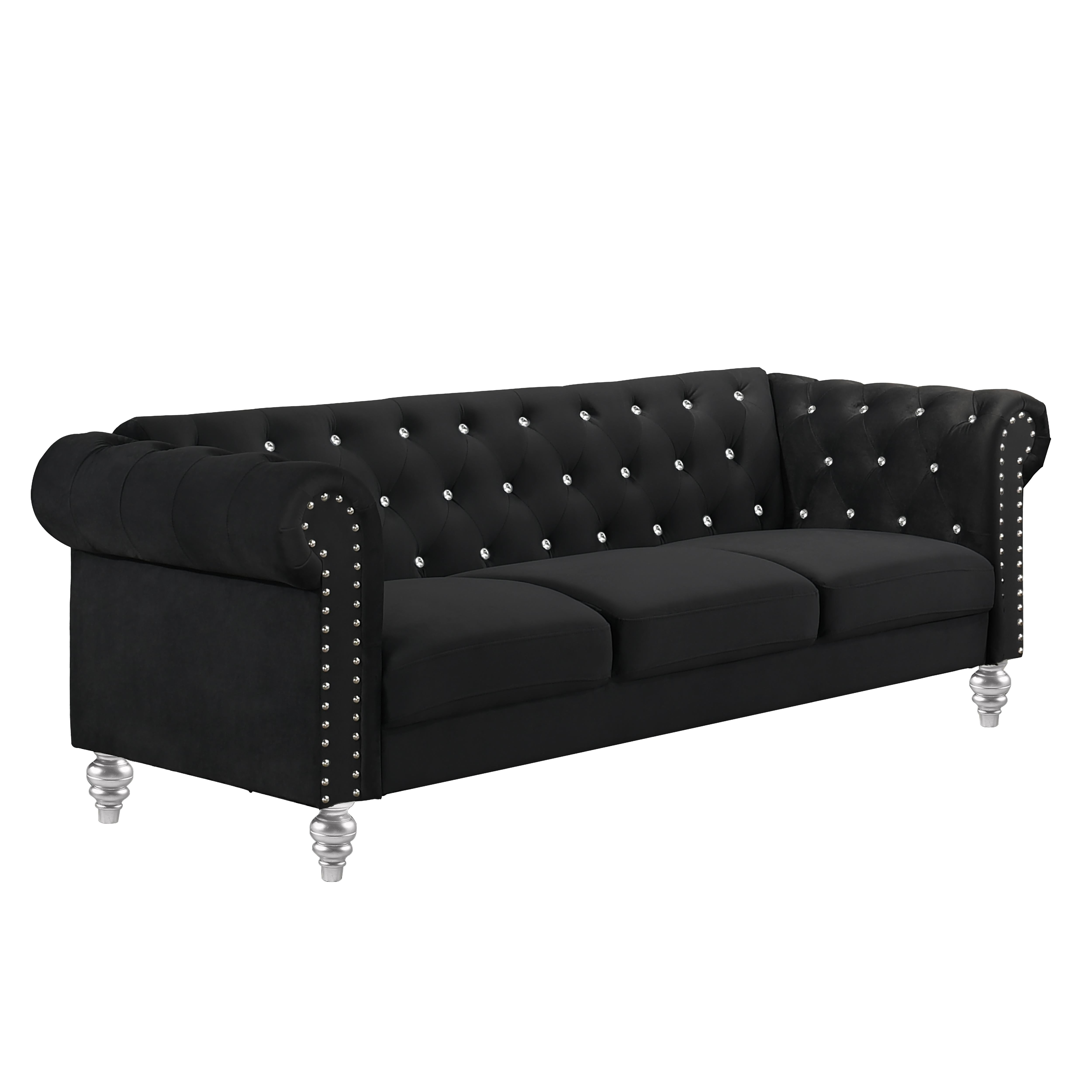 EMMA CRYSTAL SOFA-BLACK - Ideal Furniture (Fresno,CA)