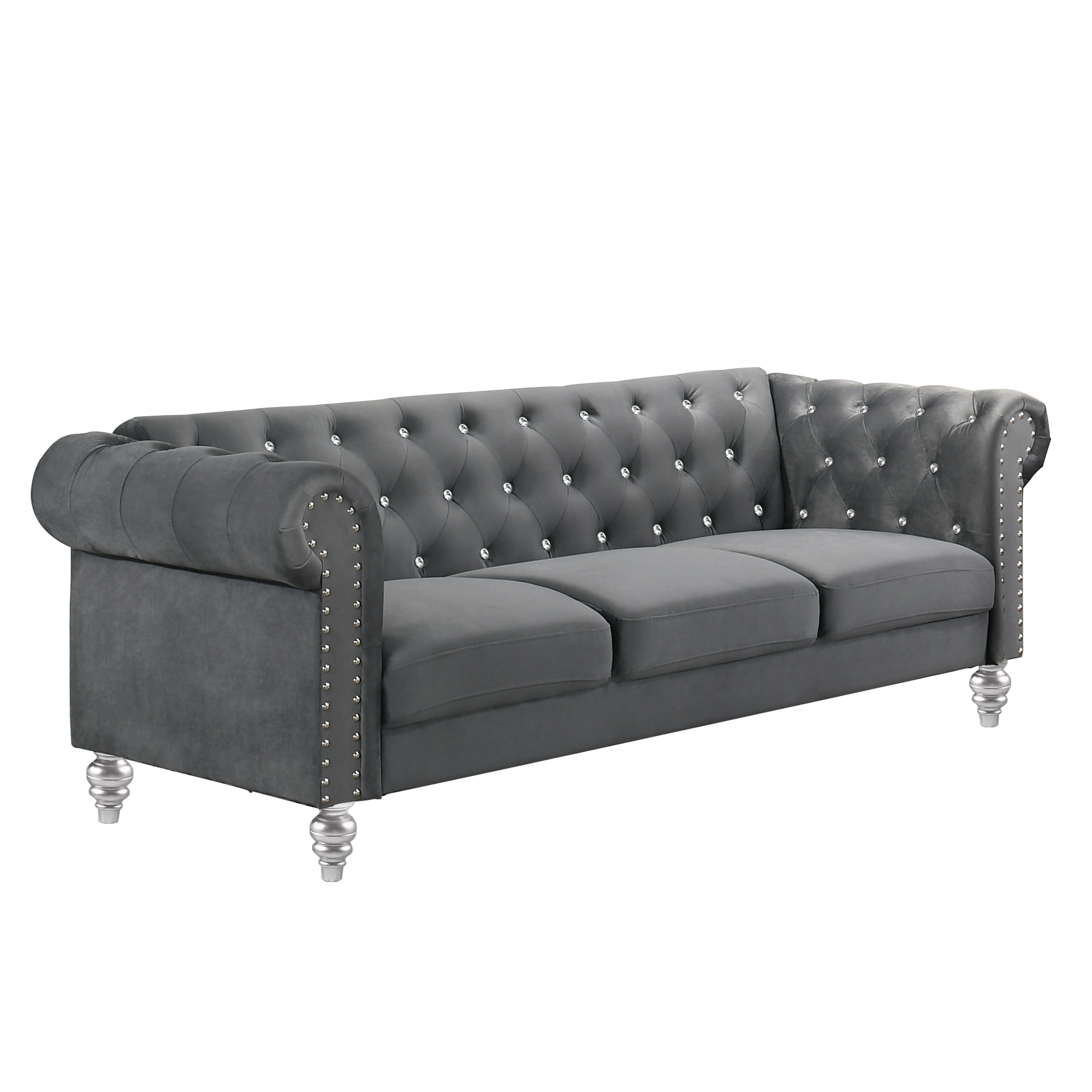 EMMA CRYSTAL SOFA-GRAY - Ideal Furniture (Fresno,CA)
