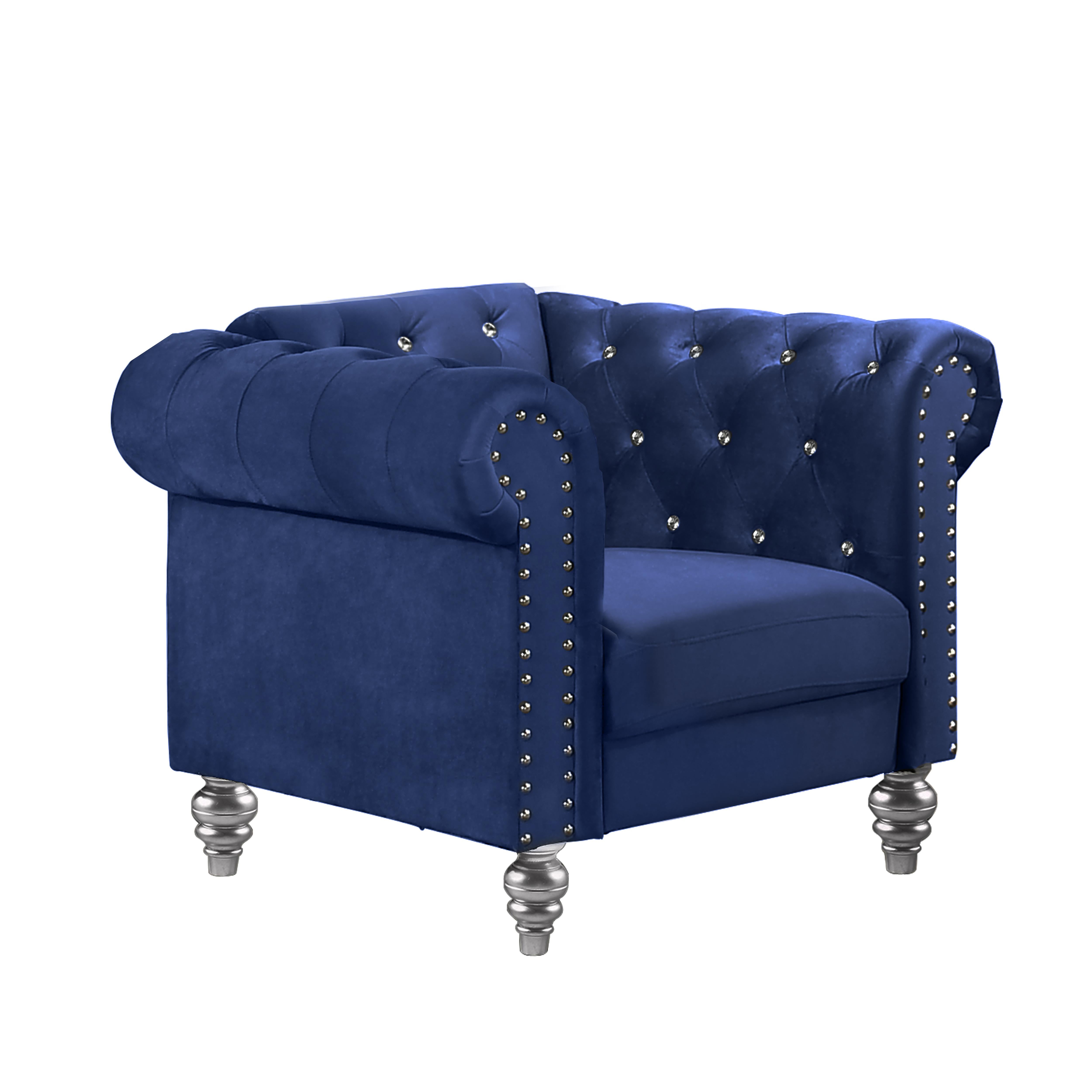 EMMA CRYSTAL CHAIR-ROYAL BLUE - Ideal Furniture (Fresno,CA)