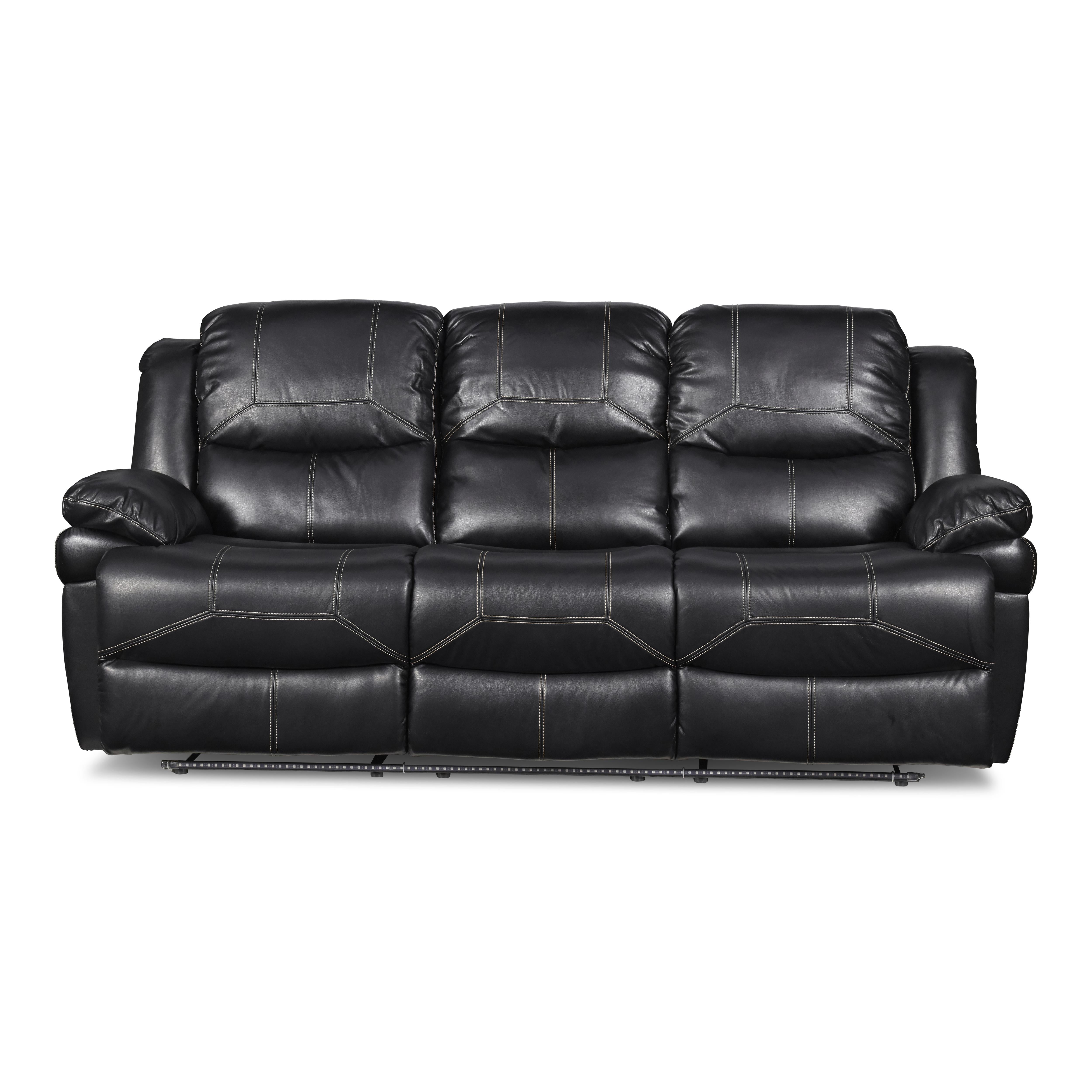 FLYNN SOFA W/BASE LIGHTING-BLACK - Ideal Furniture (Fresno,CA)