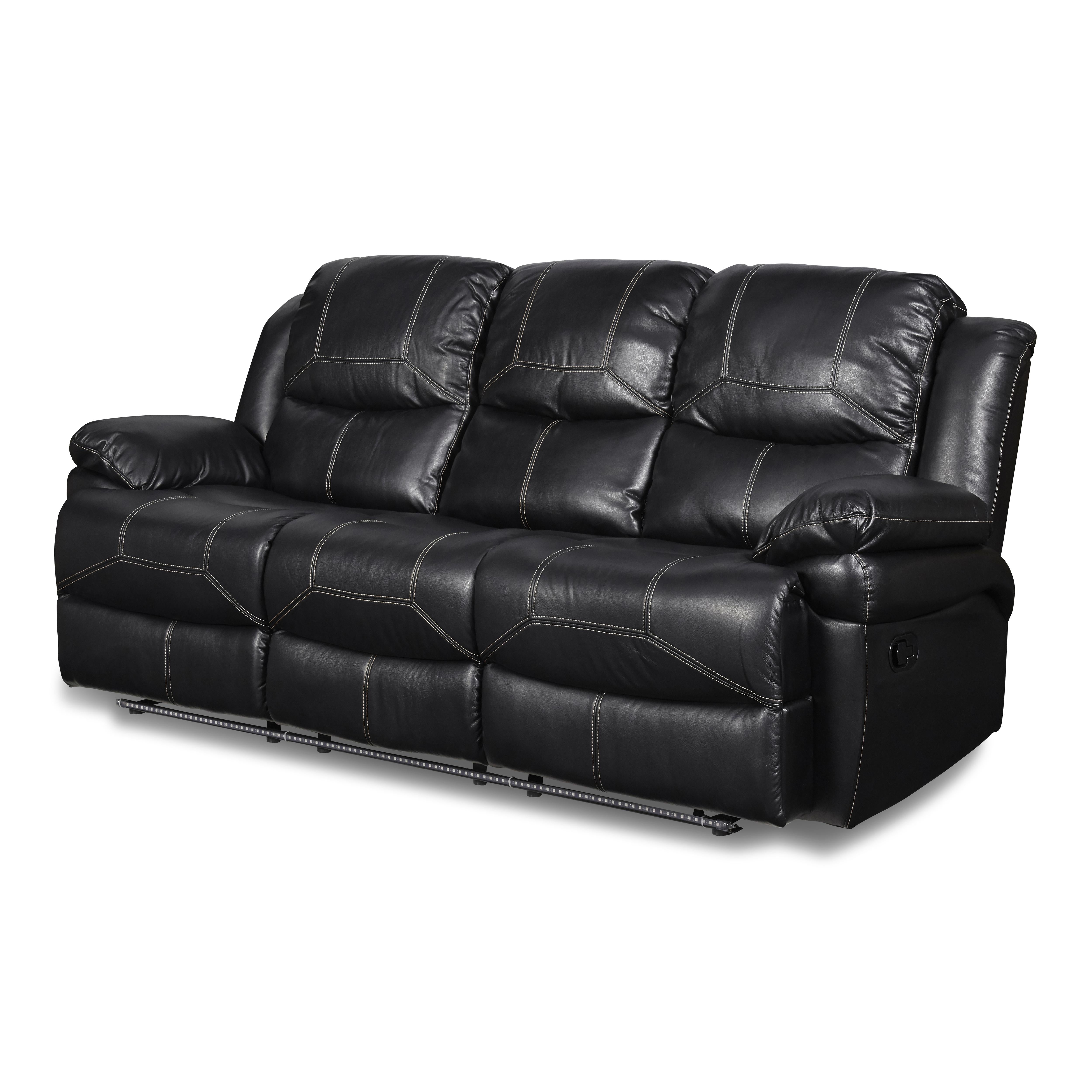FLYNN SOFA W/BASE LIGHTING-BLACK - Ideal Furniture (Fresno,CA)