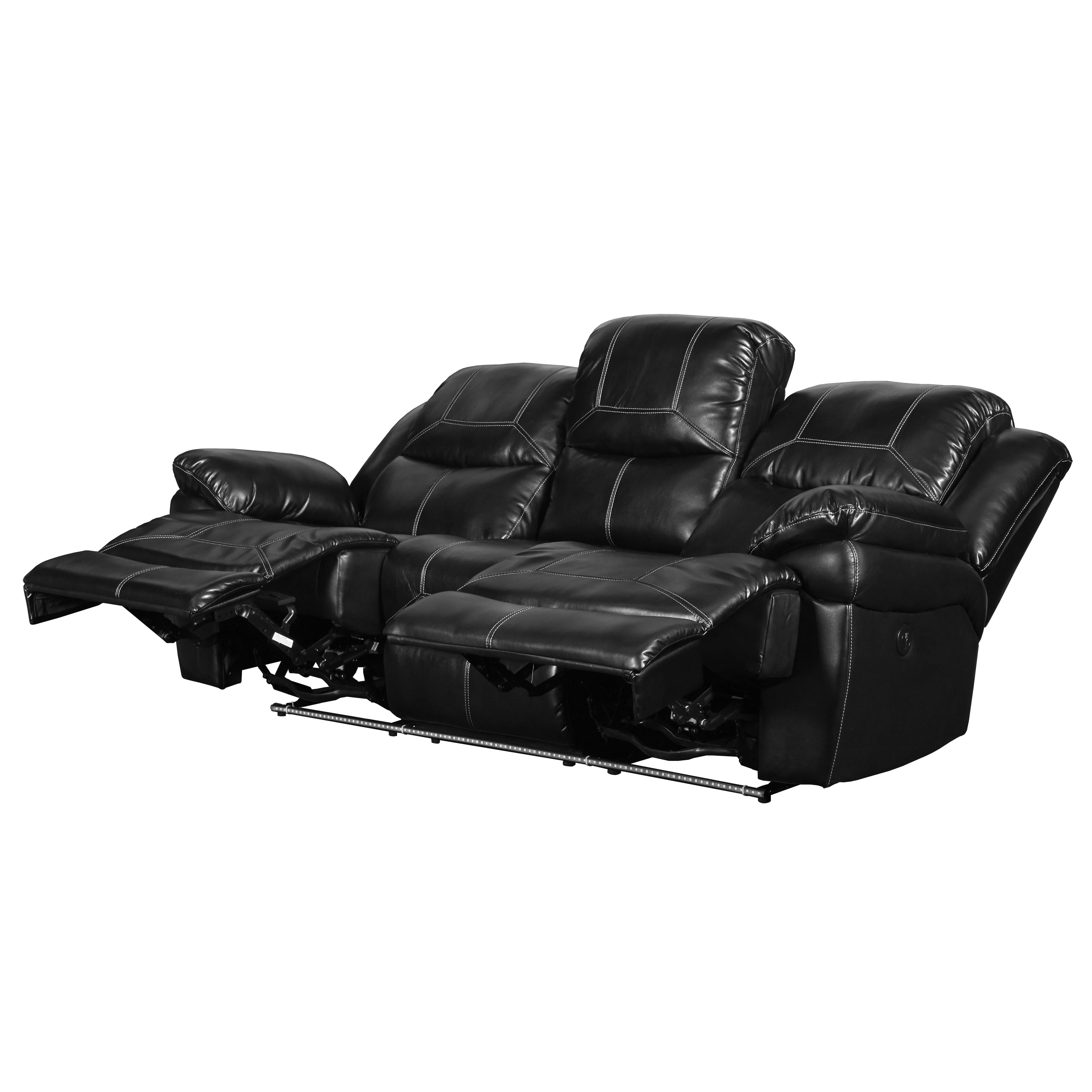 FLYNN SOFA W/LIGHTED BASE & PWR FR-BLACK - Ideal Furniture (Fresno,CA)