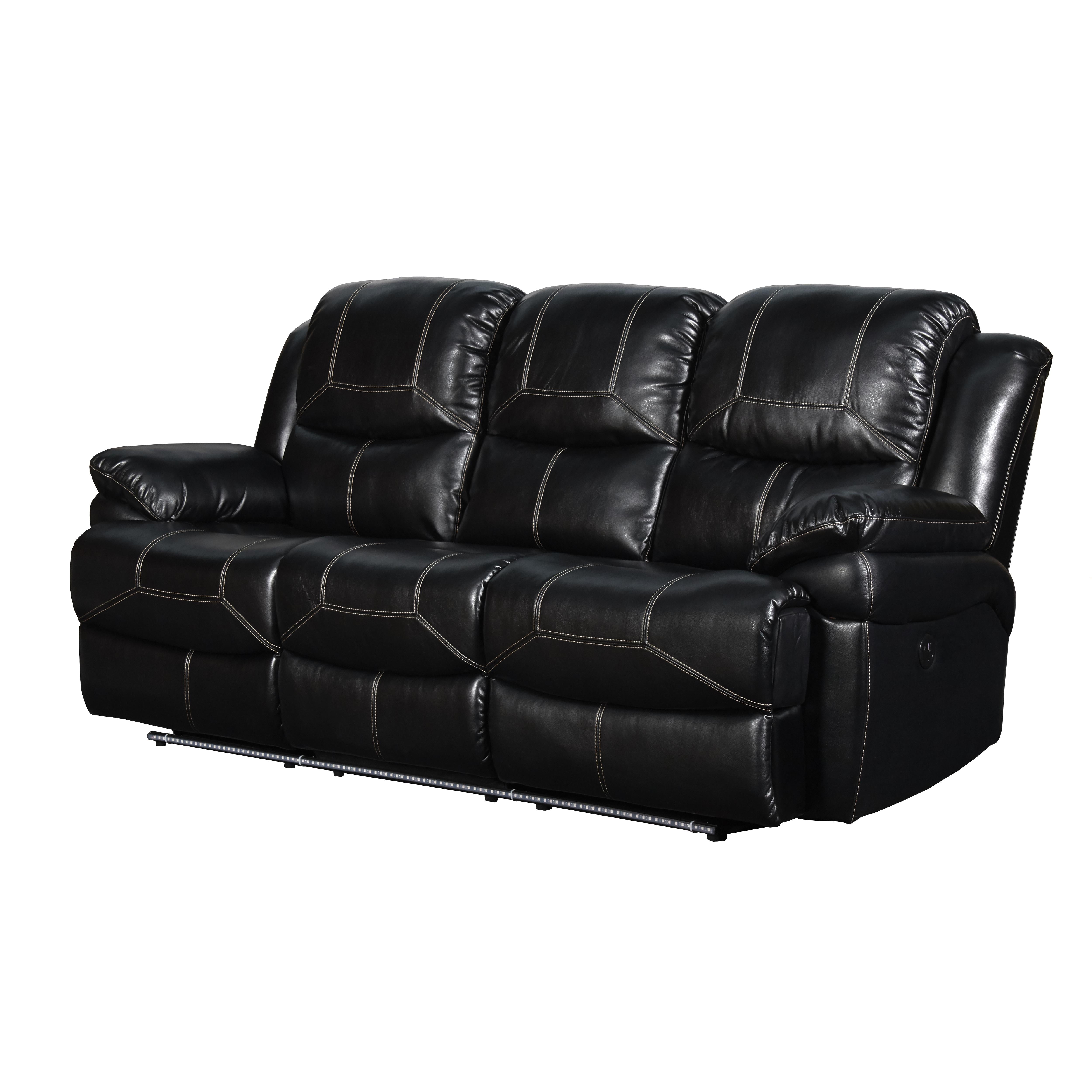 FLYNN SOFA W/LIGHTED BASE & PWR FR-BLACK