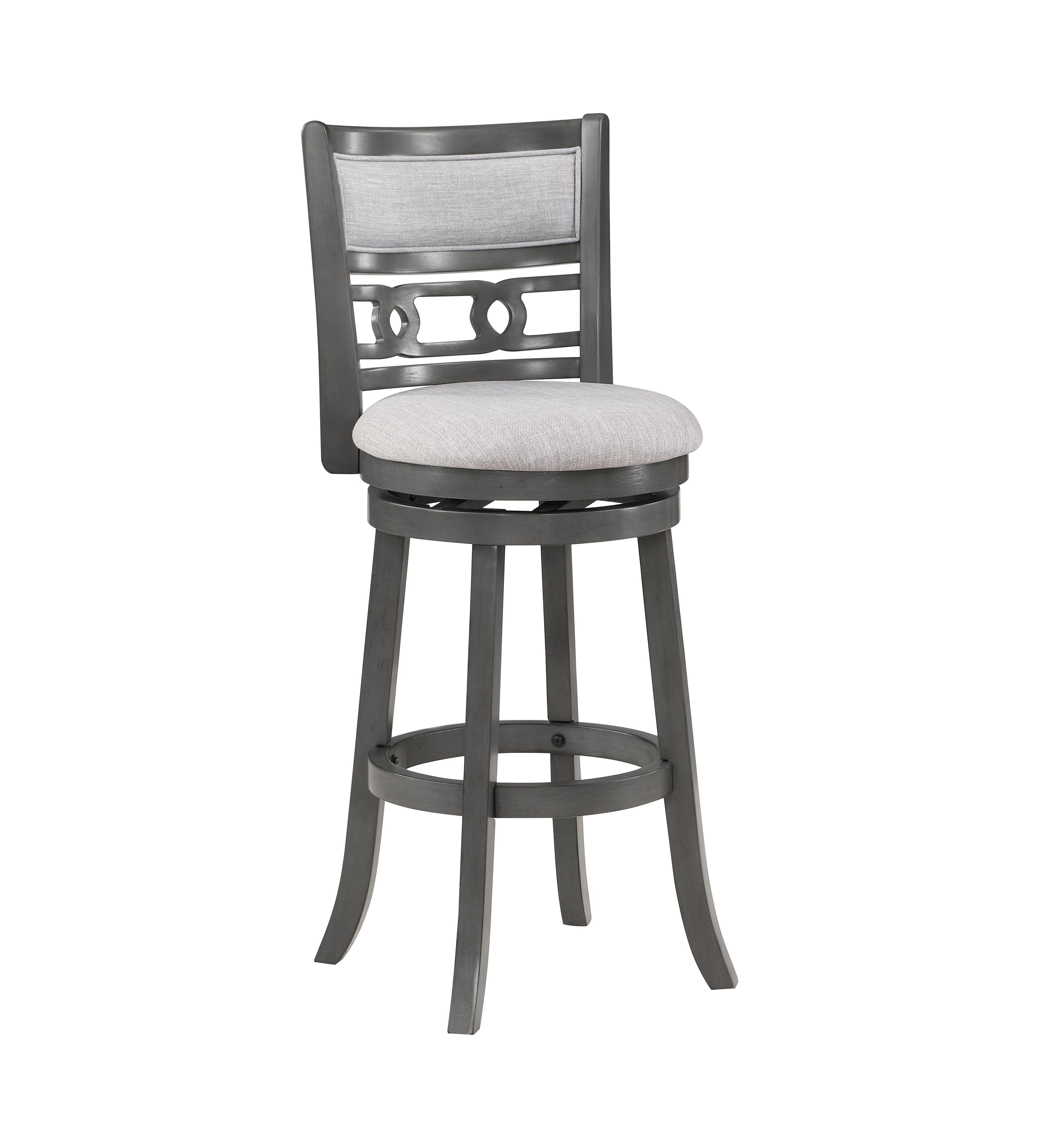 GIA 29" SWIVEL BARSTOOL-GRAY W/GRAY FABRIC SEAT - Ideal Furniture (Fresno,CA)
