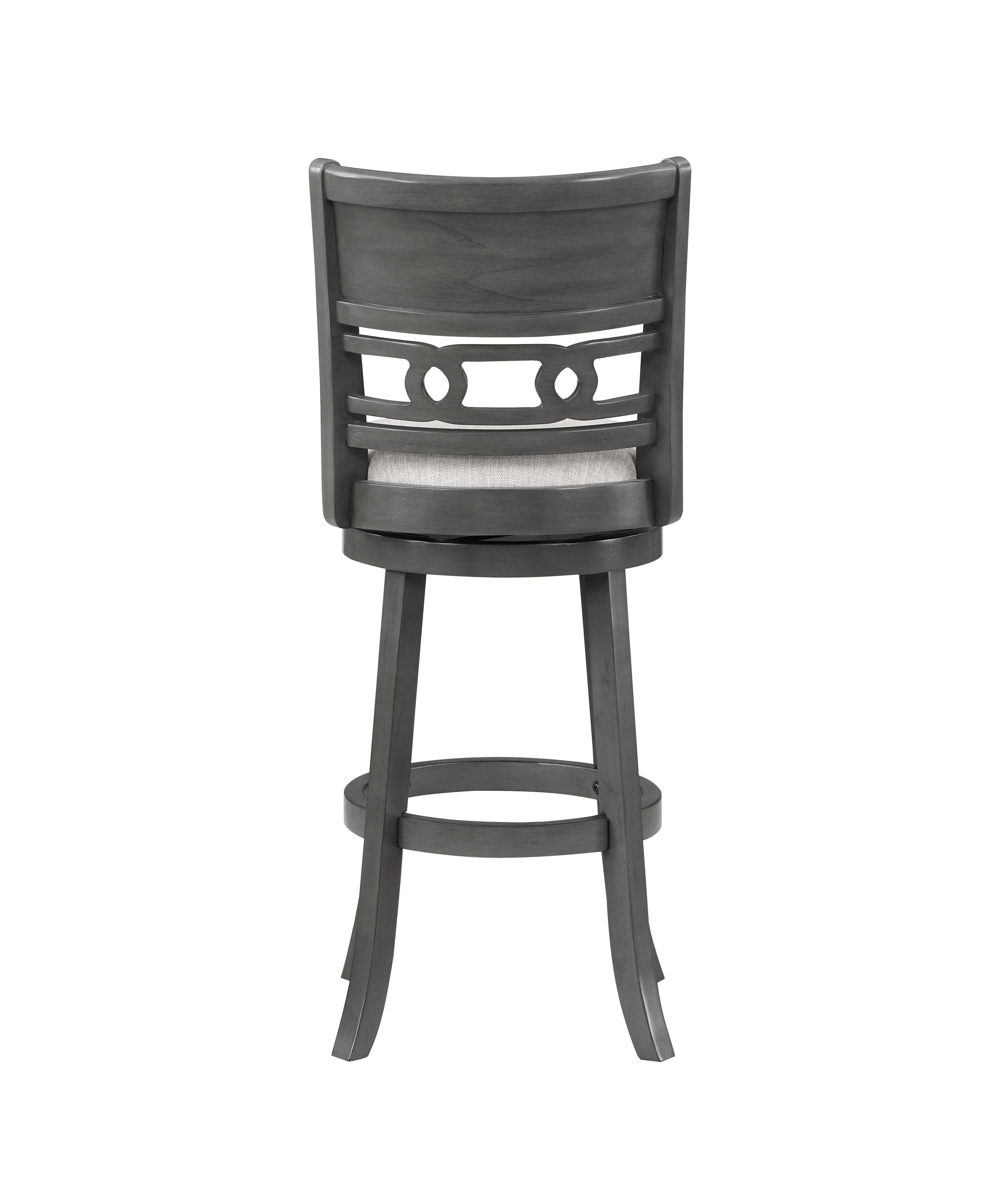 GIA 29" SWIVEL BARSTOOL-GRAY W/GRAY FABRIC SEAT - Ideal Furniture (Fresno,CA)