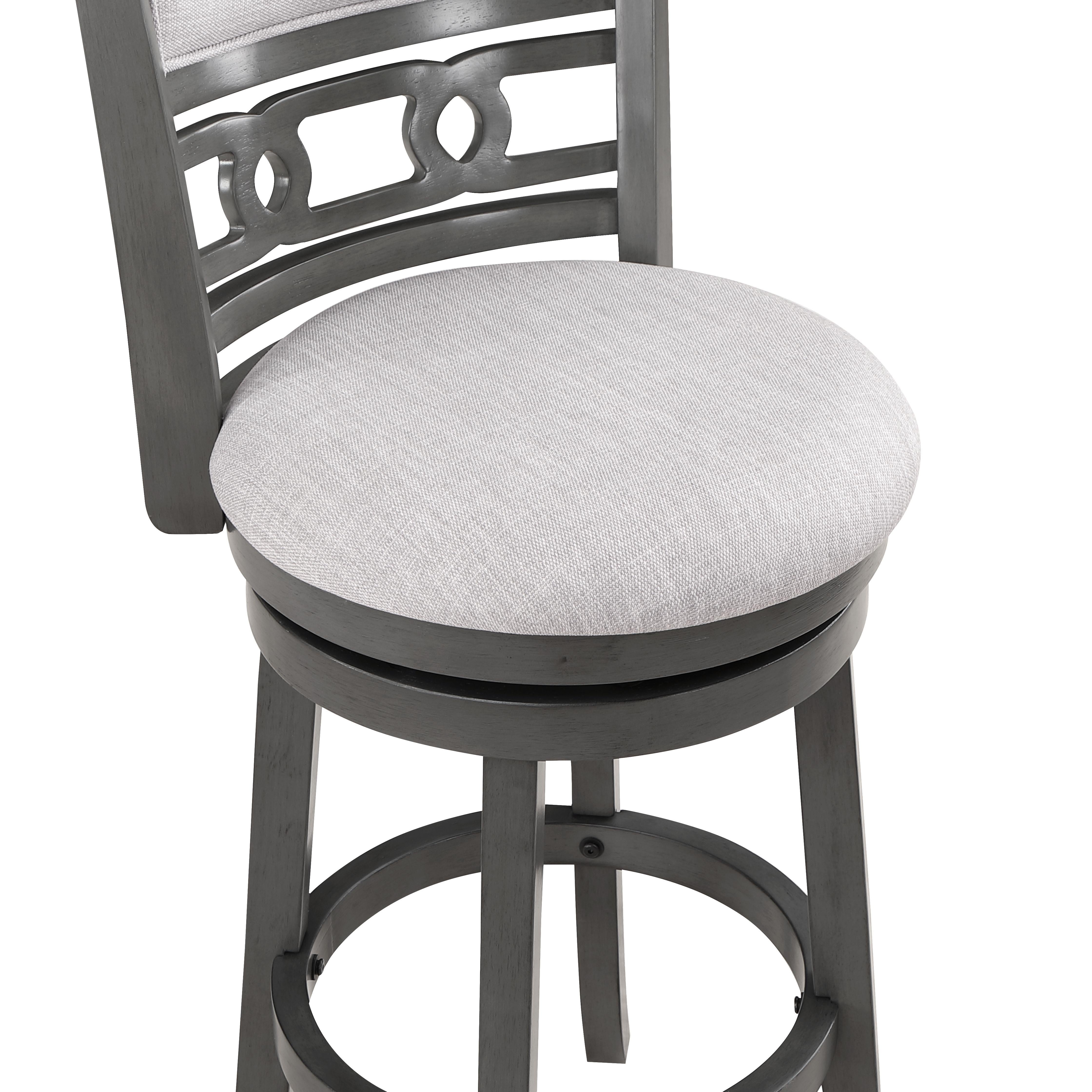 GIA 29" SWIVEL BARSTOOL-GRAY W/GRAY FABRIC SEAT - Ideal Furniture (Fresno,CA)