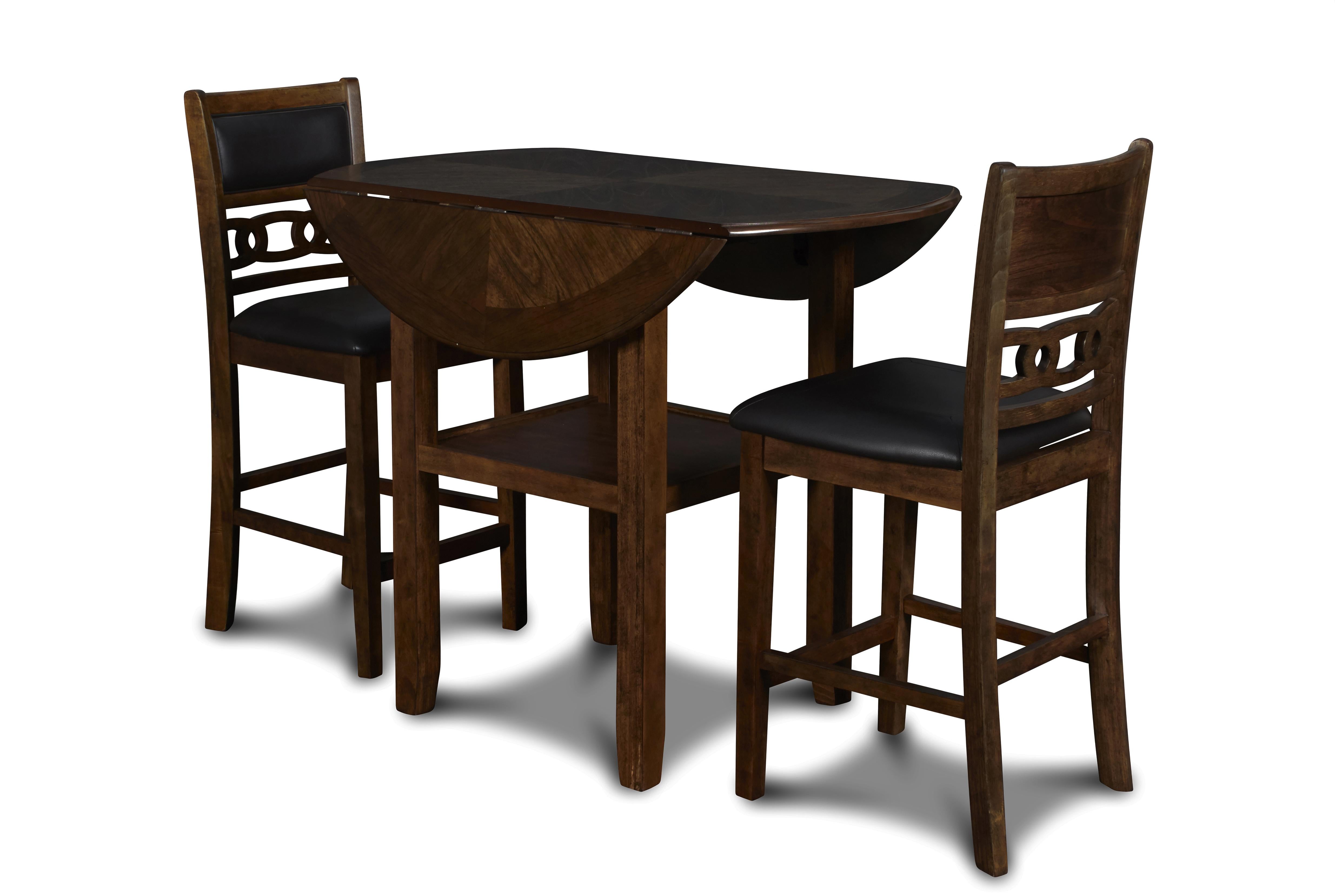 GIA 42" COUNTER DROP LEAF TABLE W/2 CHAIRS-BROWN - Ideal Furniture (Fresno,CA)