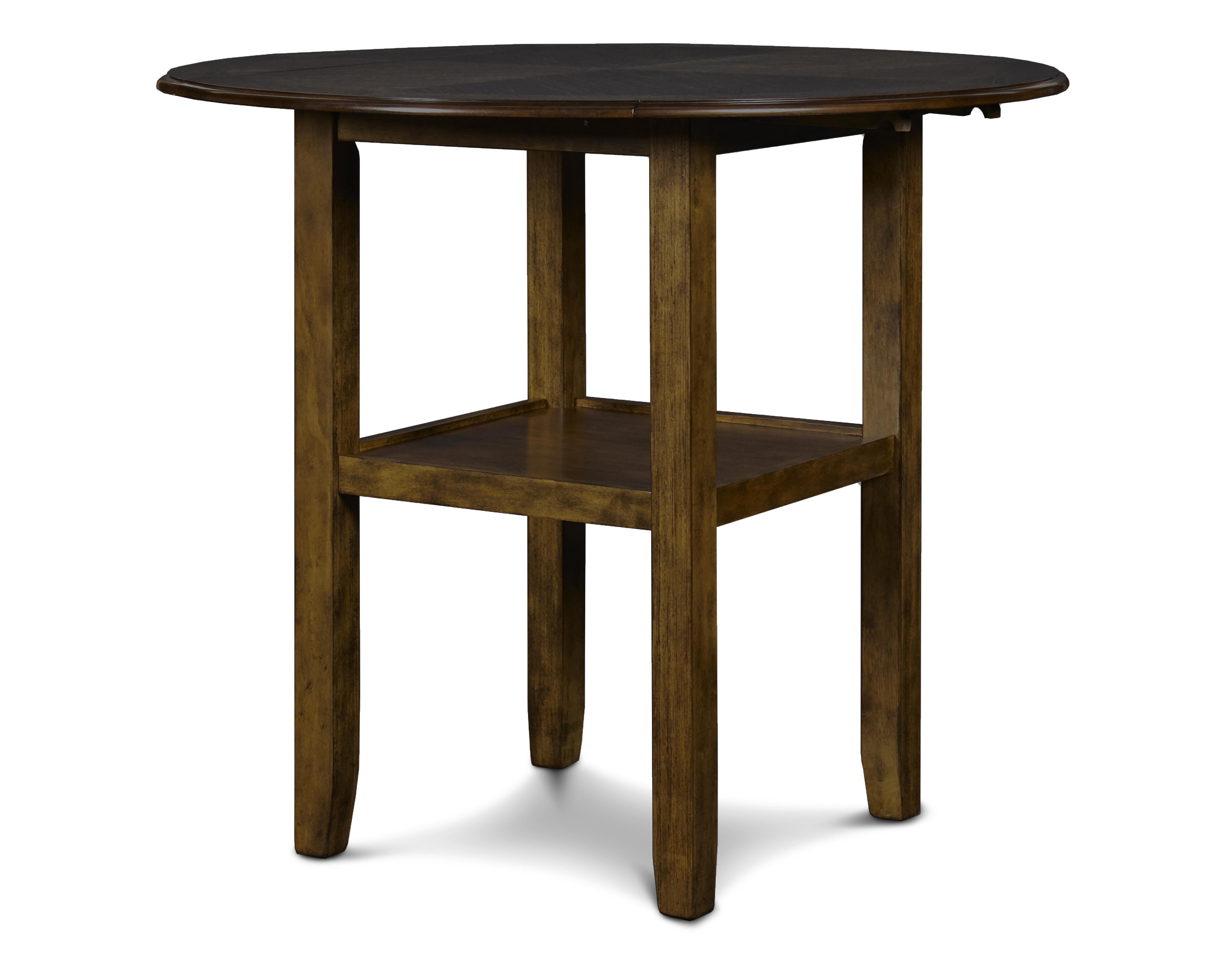 GIA 42" COUNTER DROP LEAF TABLE W/2 CHAIRS-BROWN - Ideal Furniture (Fresno,CA)