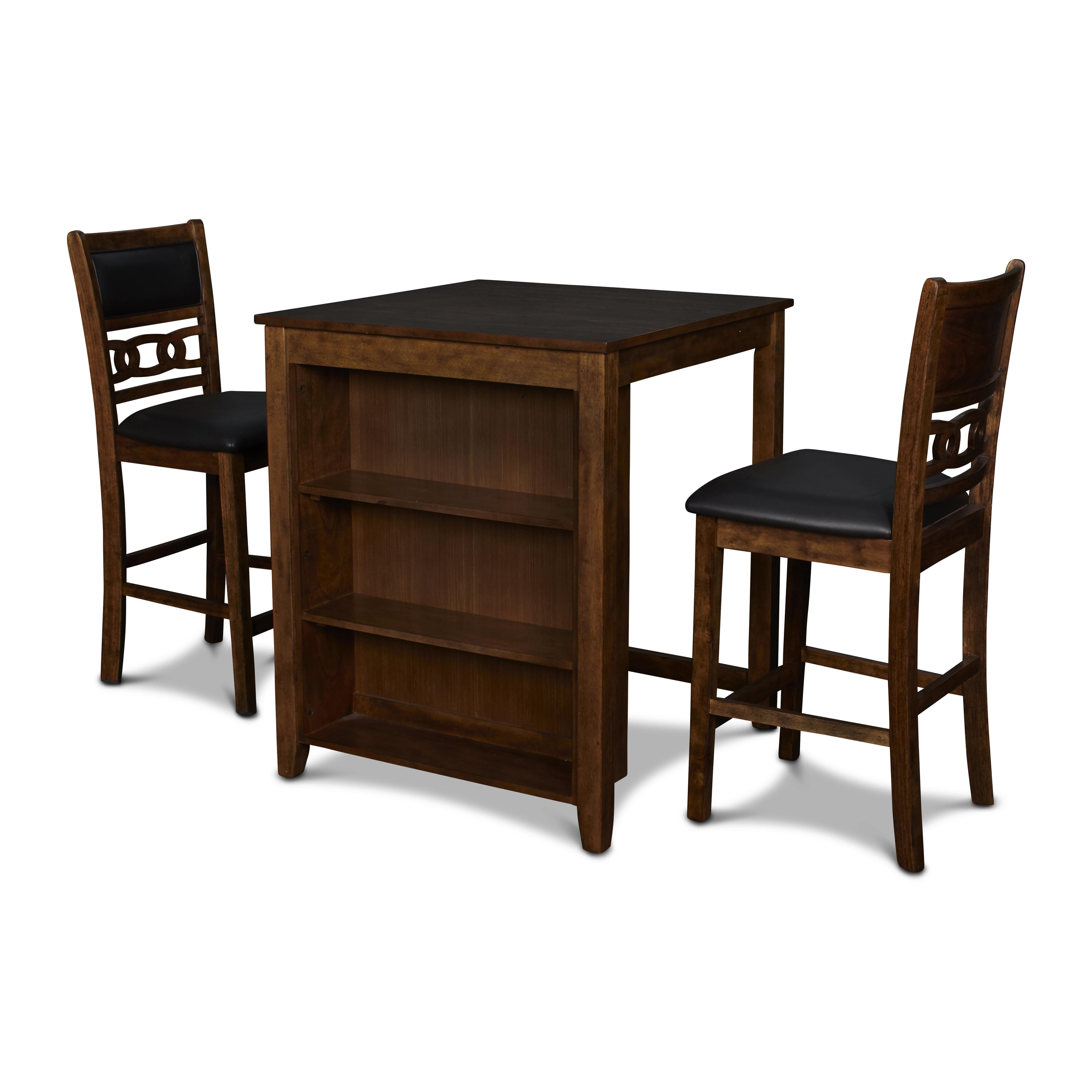 GIA 30" COUNTER TABLE W/2 CHAIRS & STG SHELF-BROWN - Ideal Furniture (Fresno,CA)
