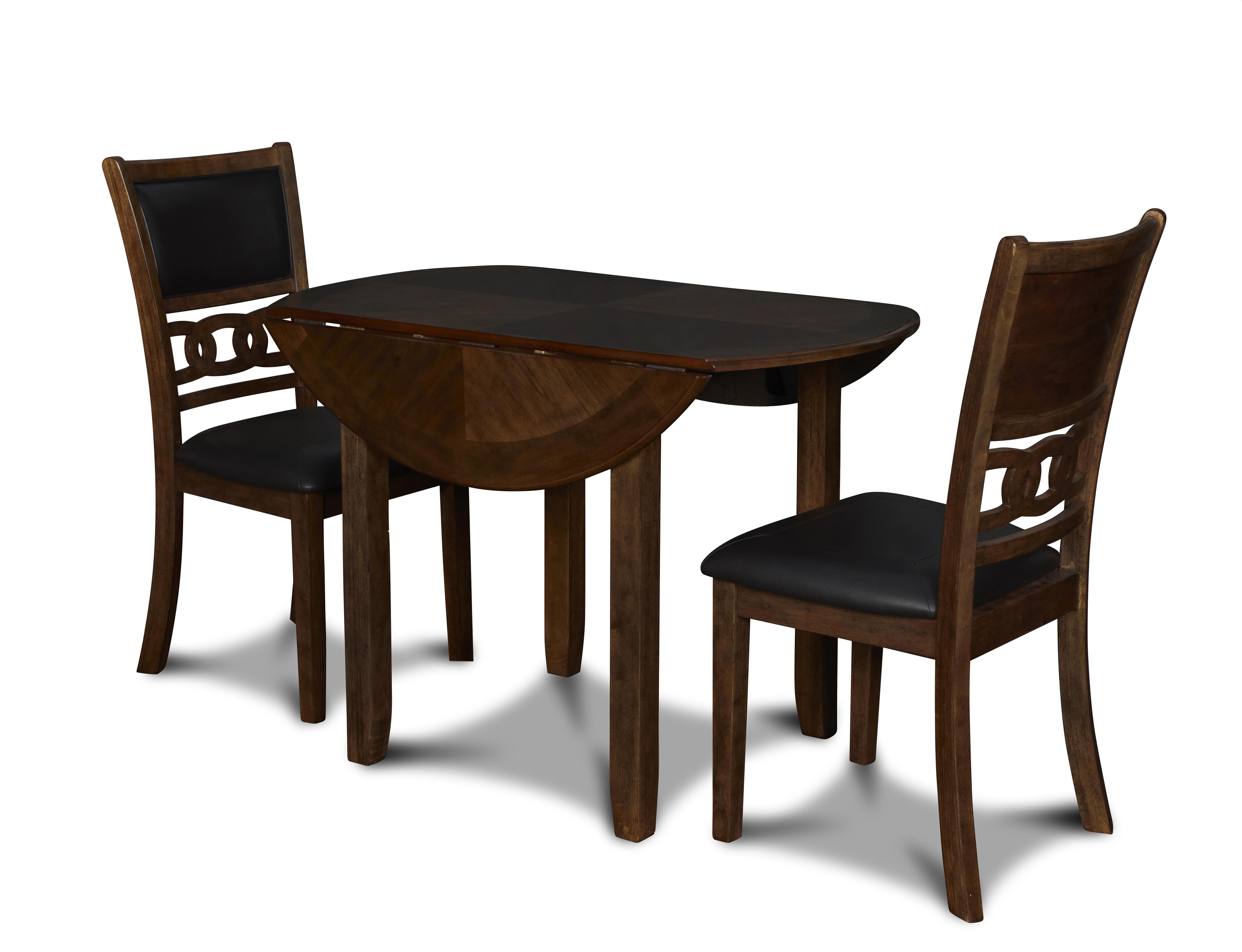 GIA 42" DINING DROP LEAF TABLE W/2 CHAIRS-BROWN - Ideal Furniture (Fresno,CA)