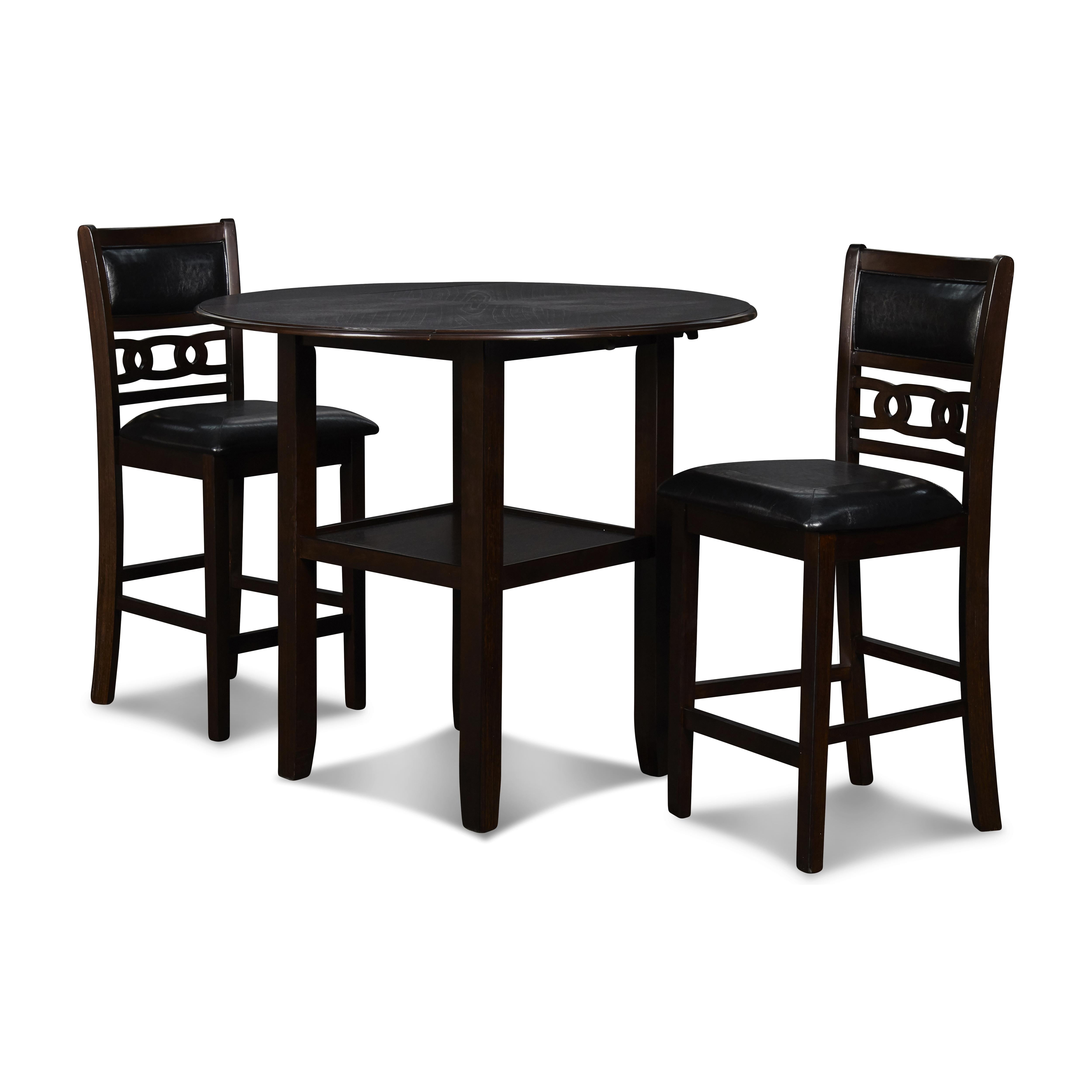 GIA 42" COUNTER DROP LEAF TABLE W/2 CHAIRS-EBONY - Ideal Furniture (Fresno,CA)