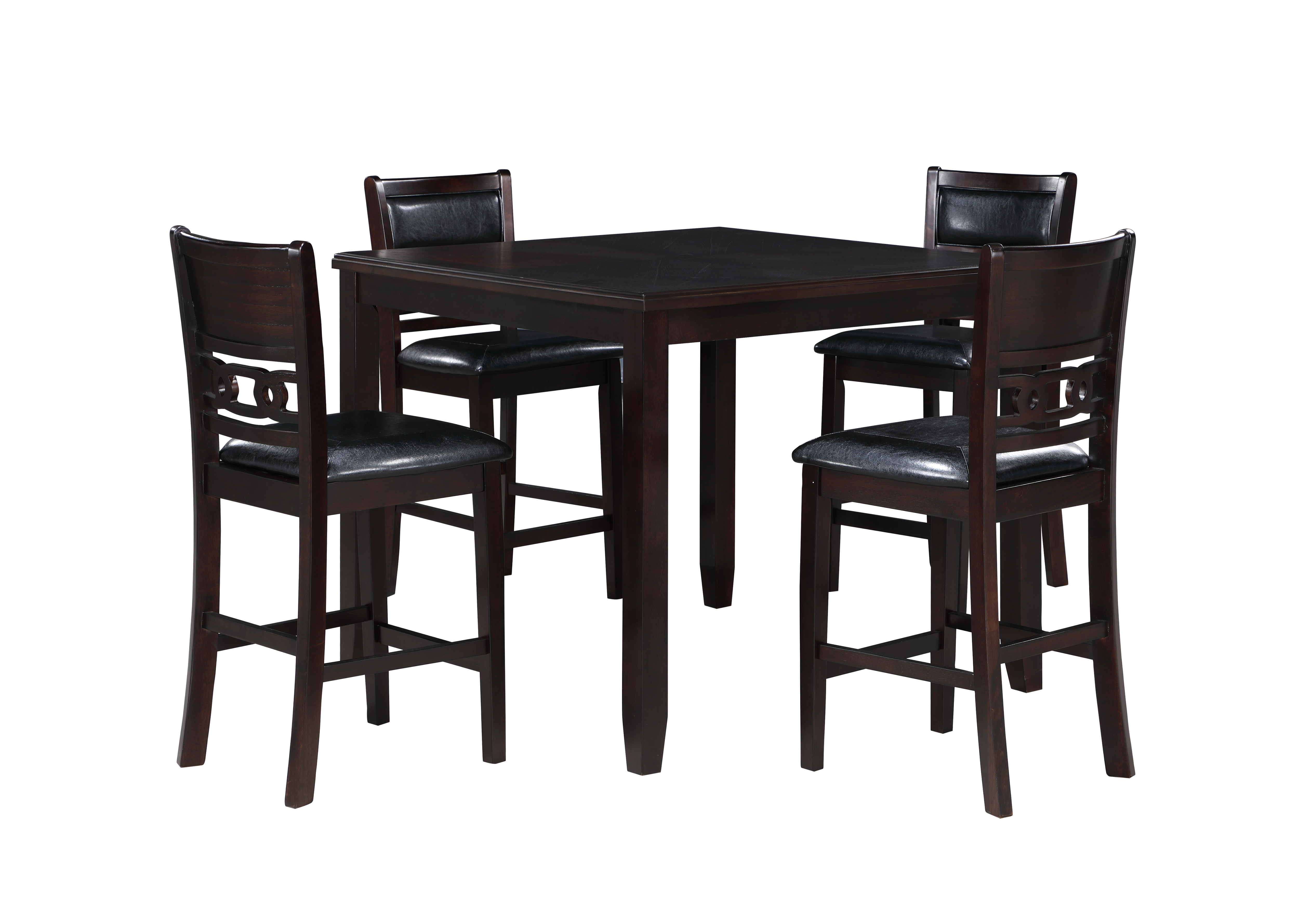 GIA 5PC 42" SQUARE COUNTER TABLE & 4 CHAIRS-EBONY - Ideal Furniture (Fresno,CA)