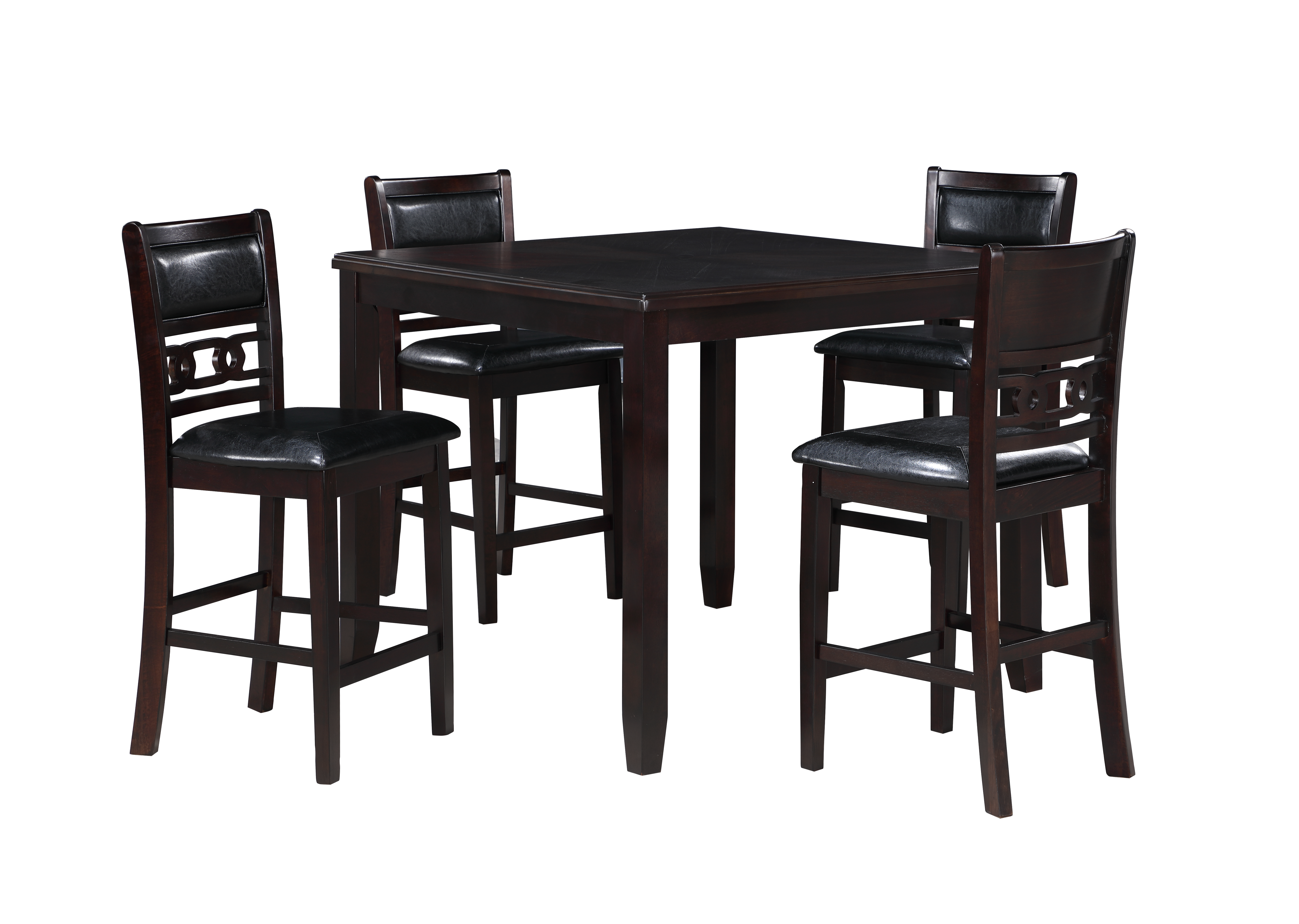 GIA 5PC 42" SQUARE COUNTER TABLE & 4 CHAIRS-EBONY - Ideal Furniture (Fresno,CA)