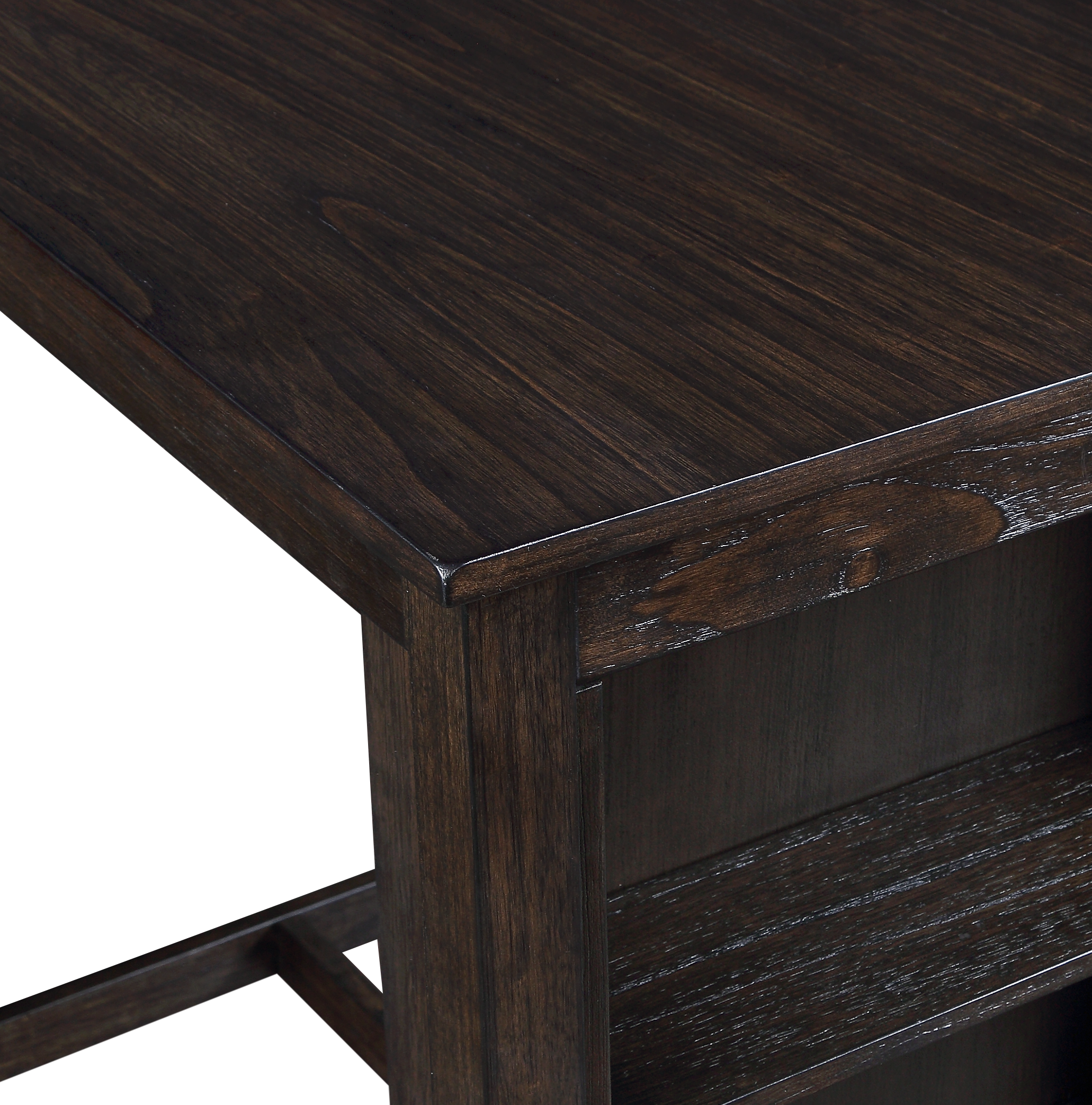 HESTON 36" STORAGE COUNTER TABLE SET W/2 CHAIRS-CHERRY - Ideal Furniture (Fresno,CA)