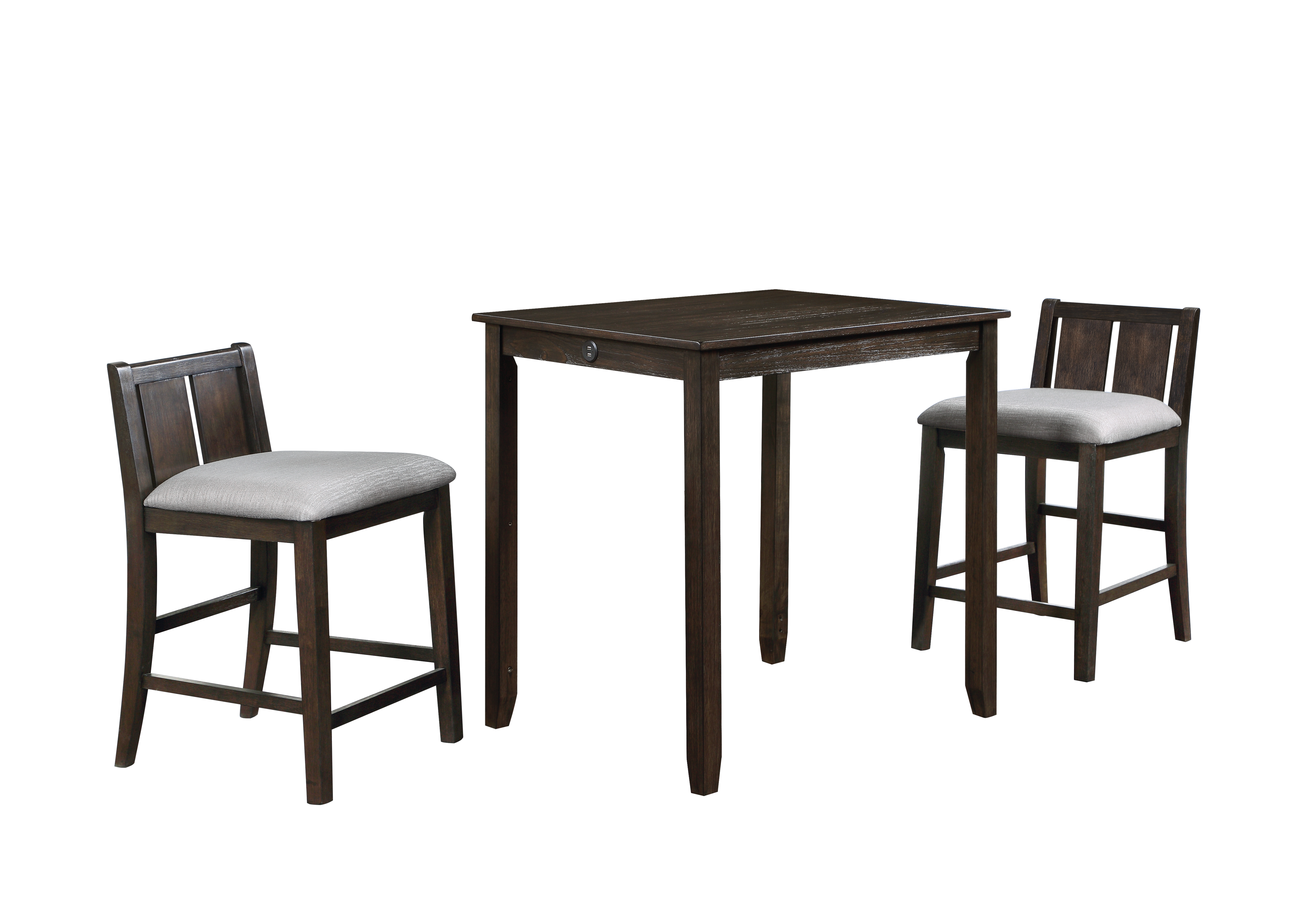HESTON 36" STORAGE COUNTER TABLE SET W/2 CHAIRS-CHERRY - Ideal Furniture (Fresno,CA)