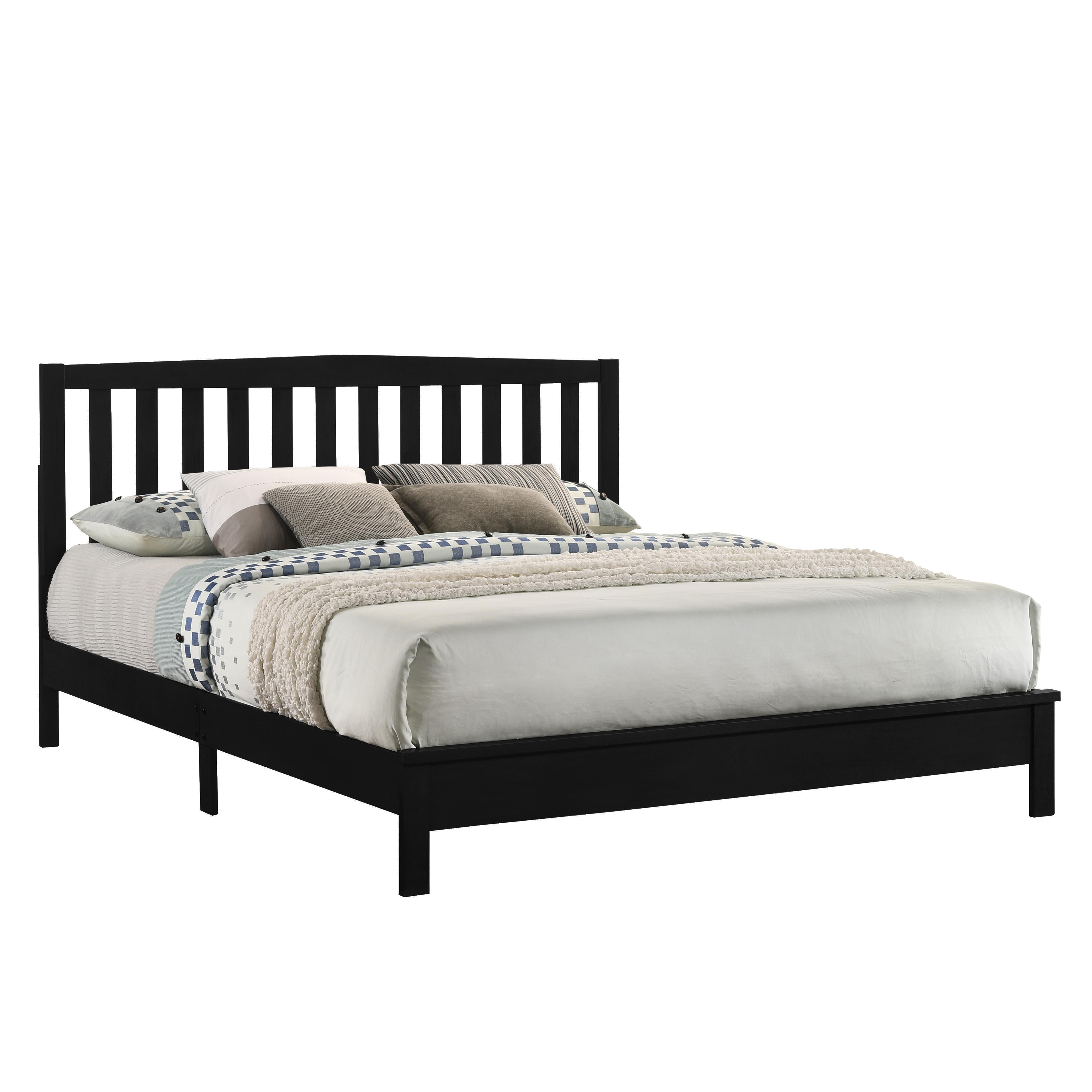 LEO 5/0 Q SLAT BED-HB/FB/RAILS-BLACK - Ideal Furniture (Fresno,CA)