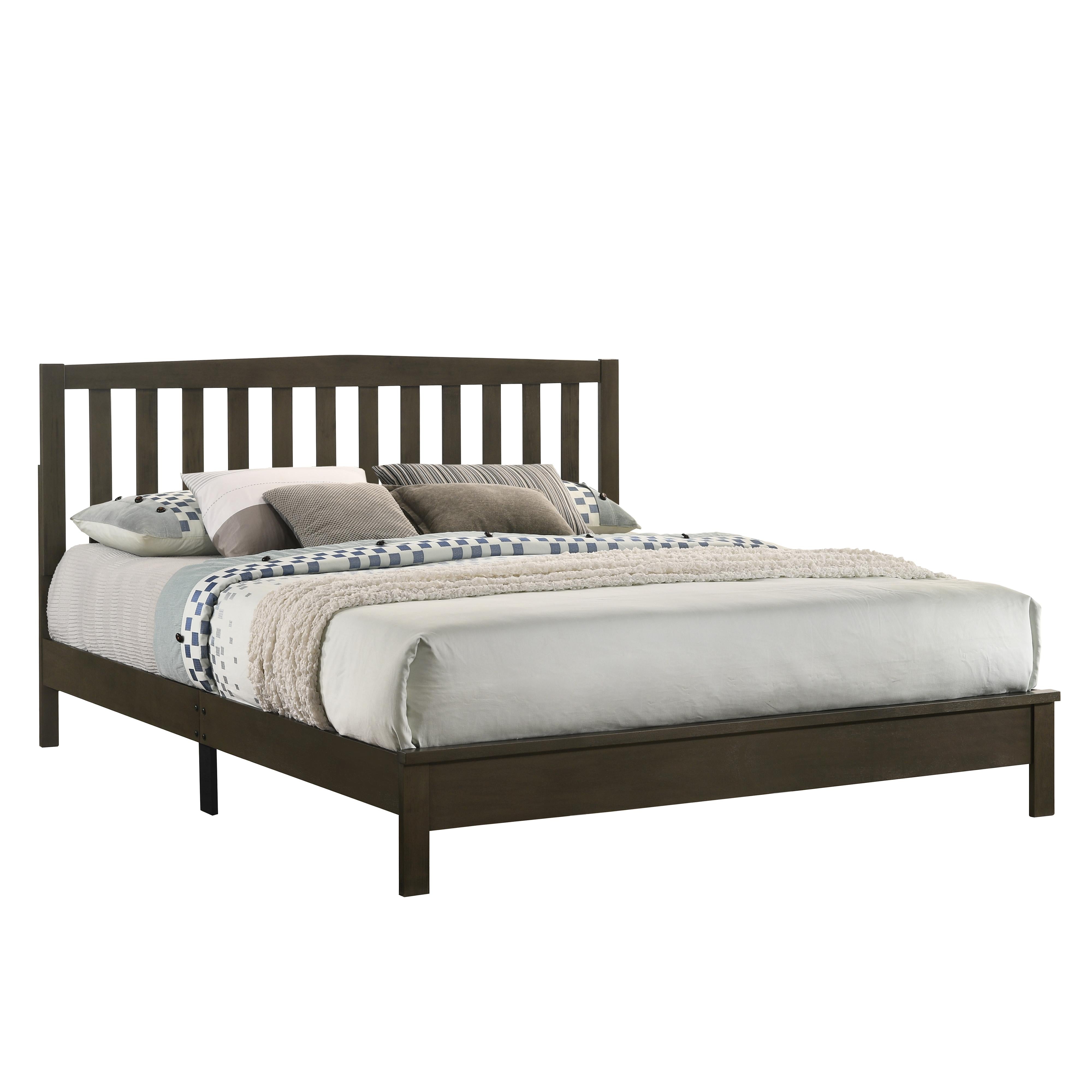 LEO 6/6 EK SLAT BED-HB/FB/RAILS-GRAY - Ideal Furniture (Fresno,CA)