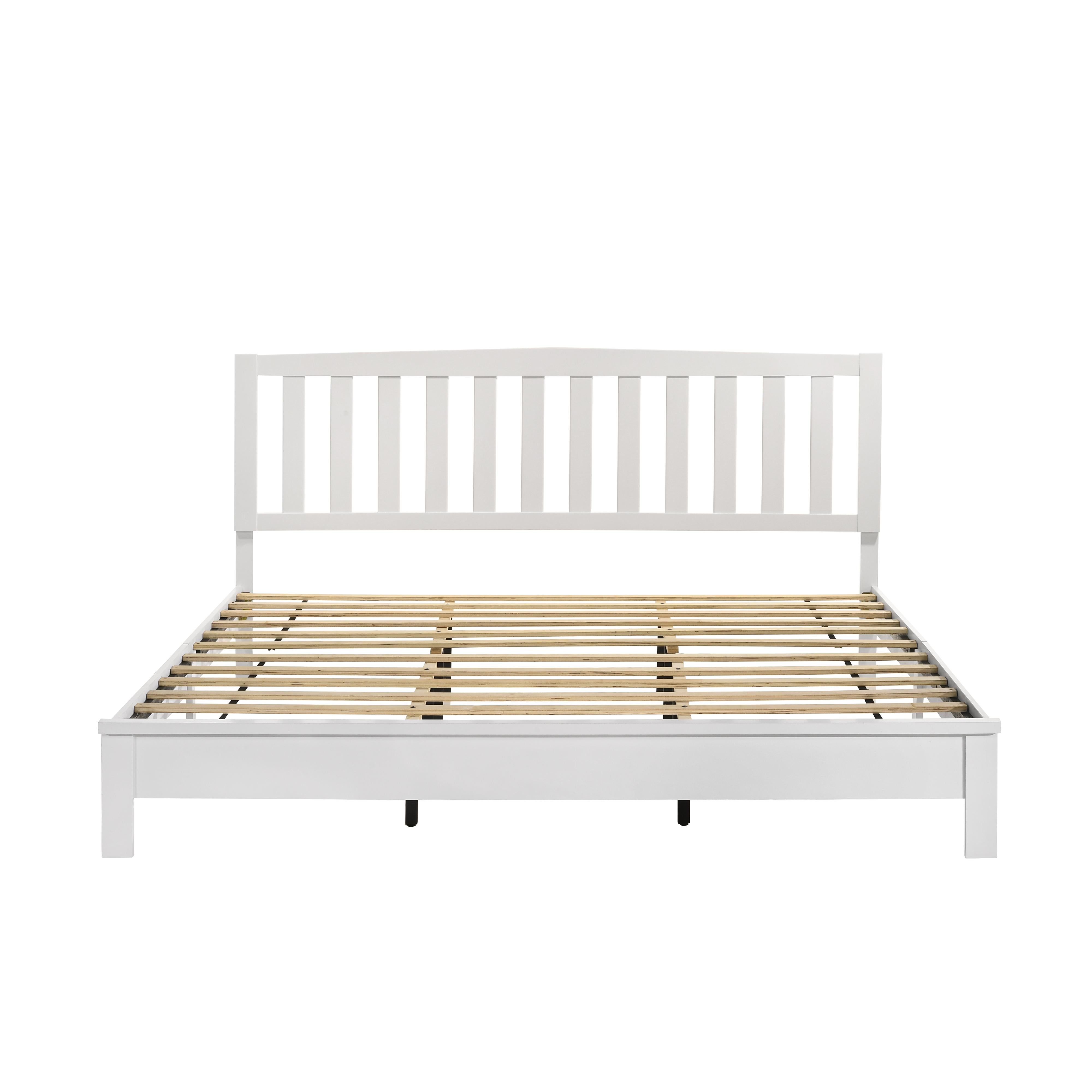 LEO 5/0 Q SLAT BED-HB/FB/RAILS-WHITE - Ideal Furniture (Fresno,CA)