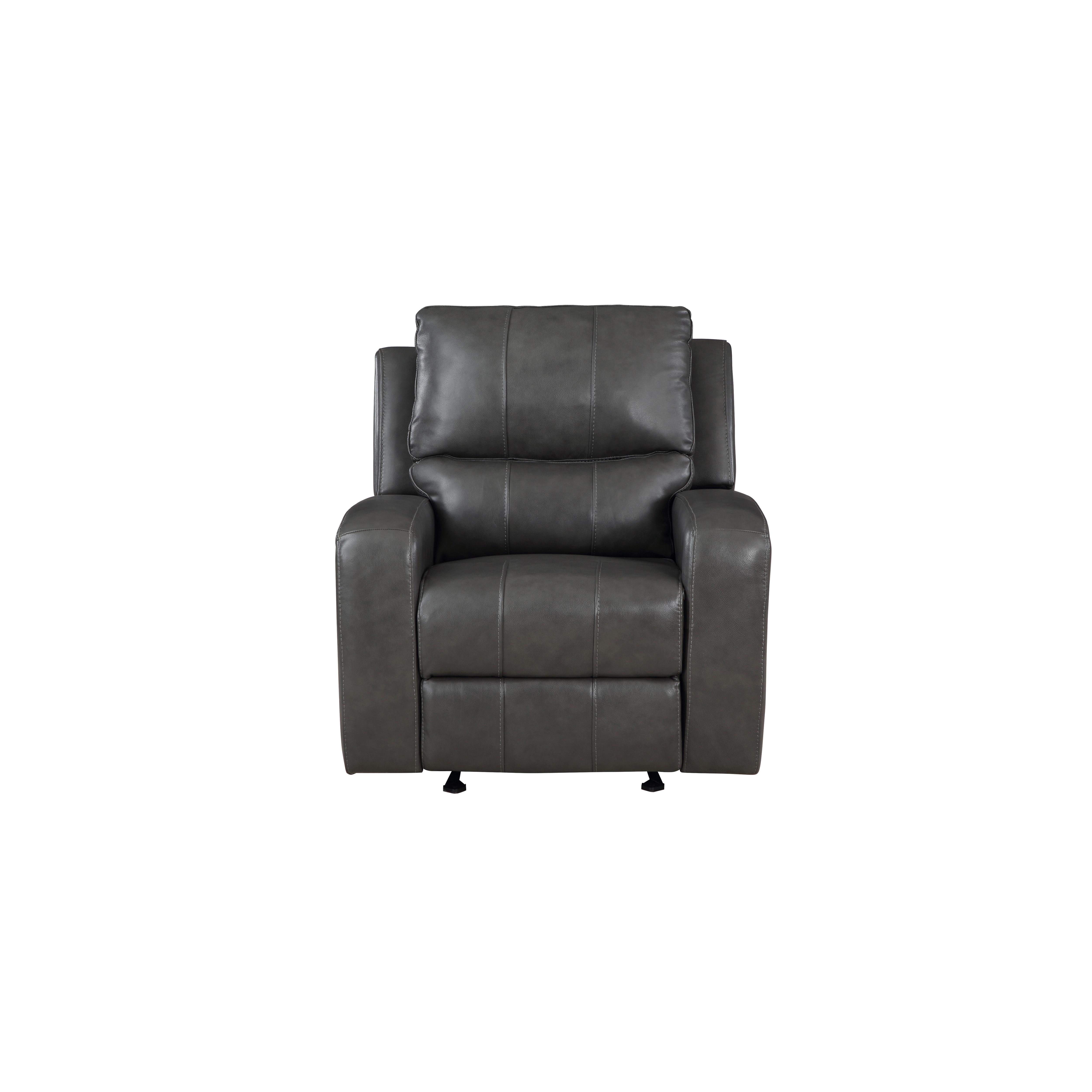 LINTON LEATHER GLIDER RECLINER-GRAY - Ideal Furniture (Fresno,CA)