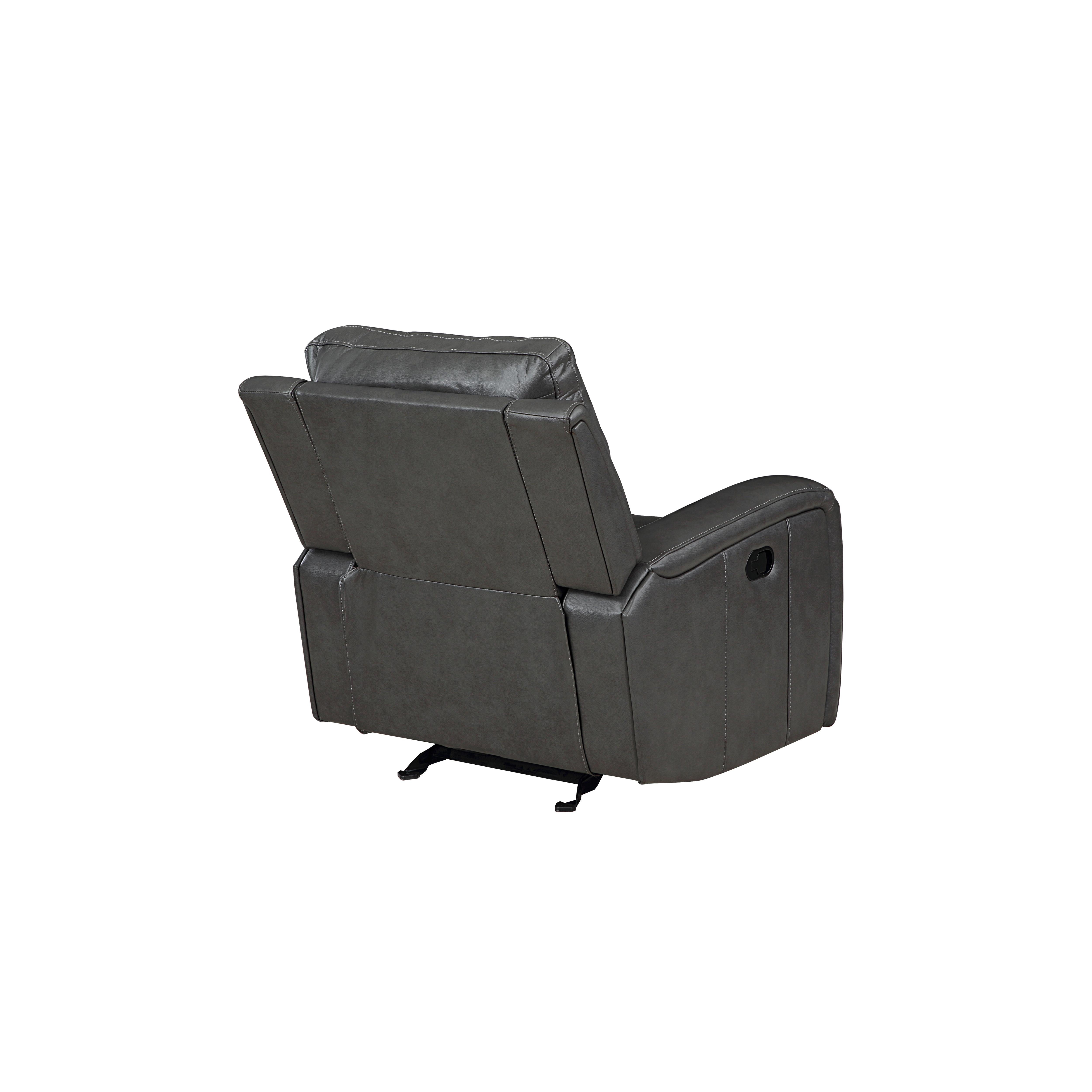 LINTON LEATHER GLIDER RECLINER-GRAY - Ideal Furniture (Fresno,CA)