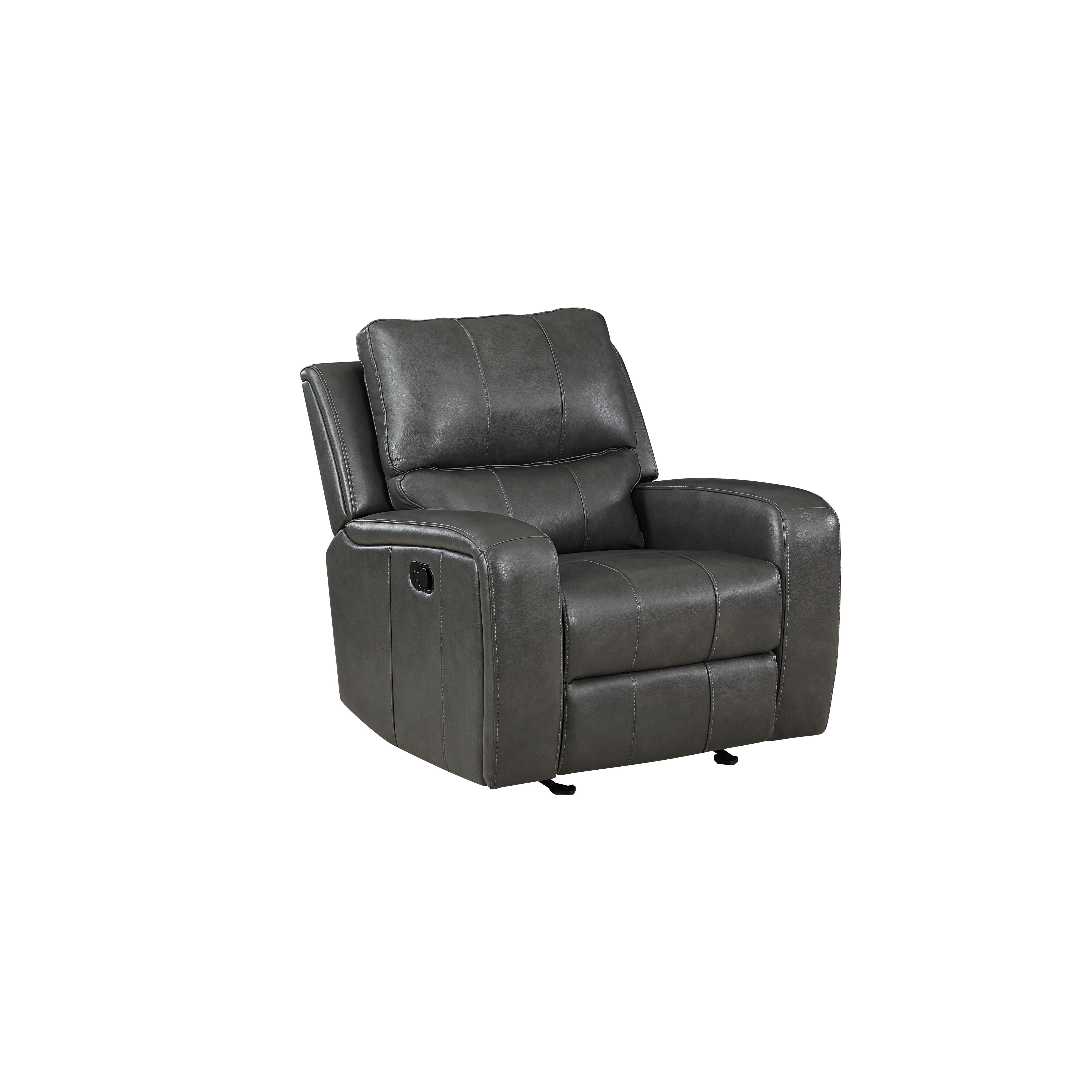 LINTON LEATHER GLIDER RECLINER-GRAY - Ideal Furniture (Fresno,CA)
