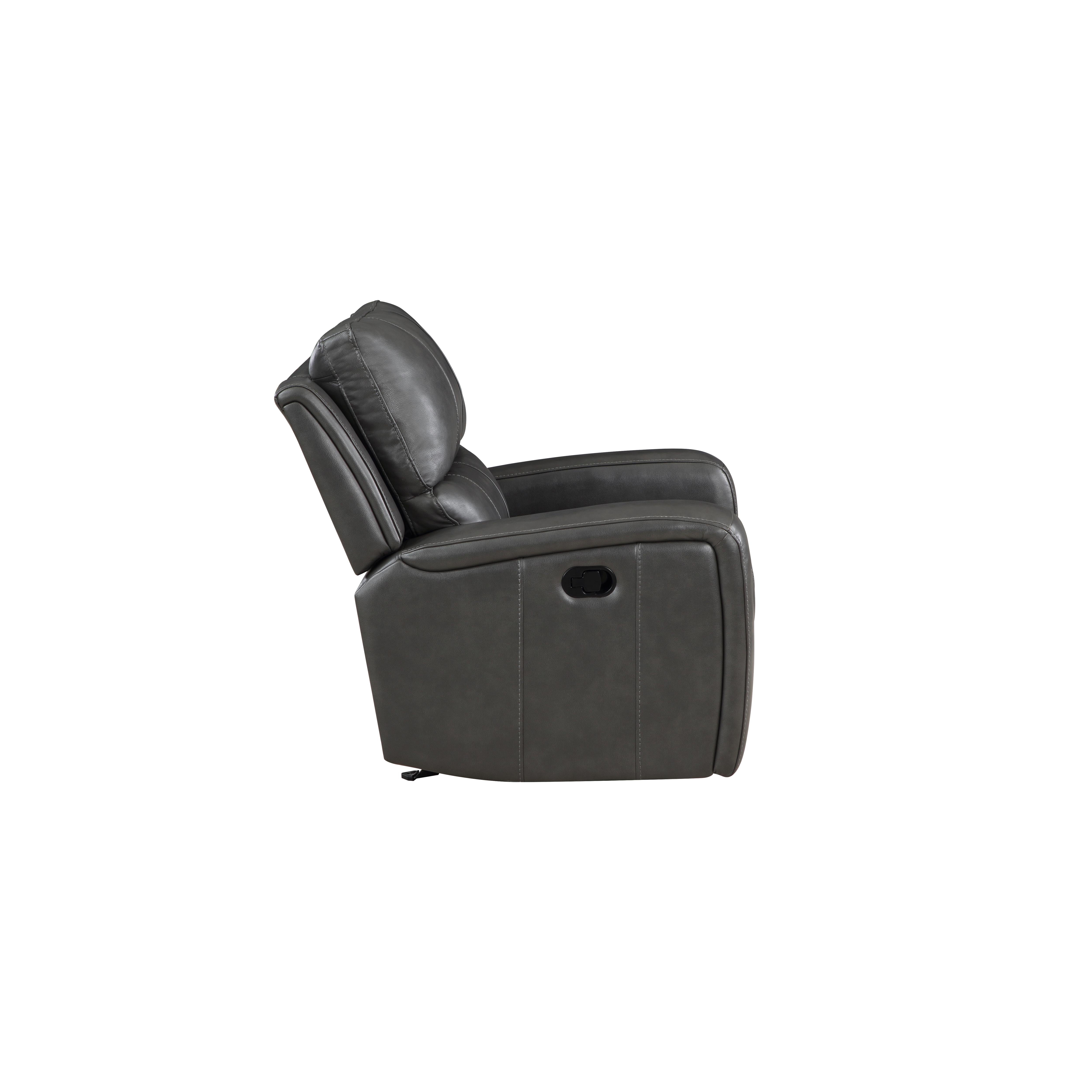 LINTON LEATHER GLIDER RECLINER-GRAY - Ideal Furniture (Fresno,CA)