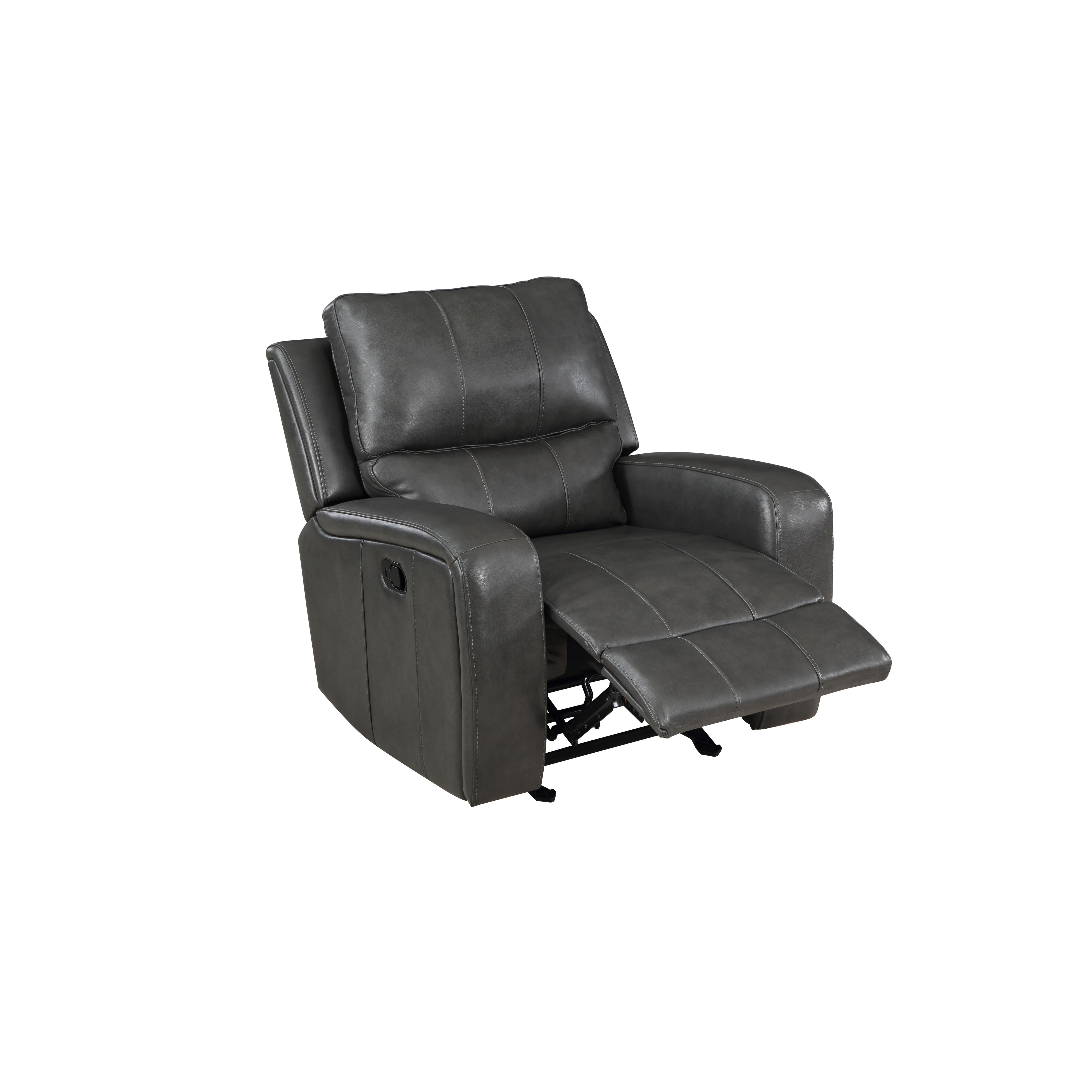 LINTON LEATHER GLIDER RECLINER-GRAY - Ideal Furniture (Fresno,CA)