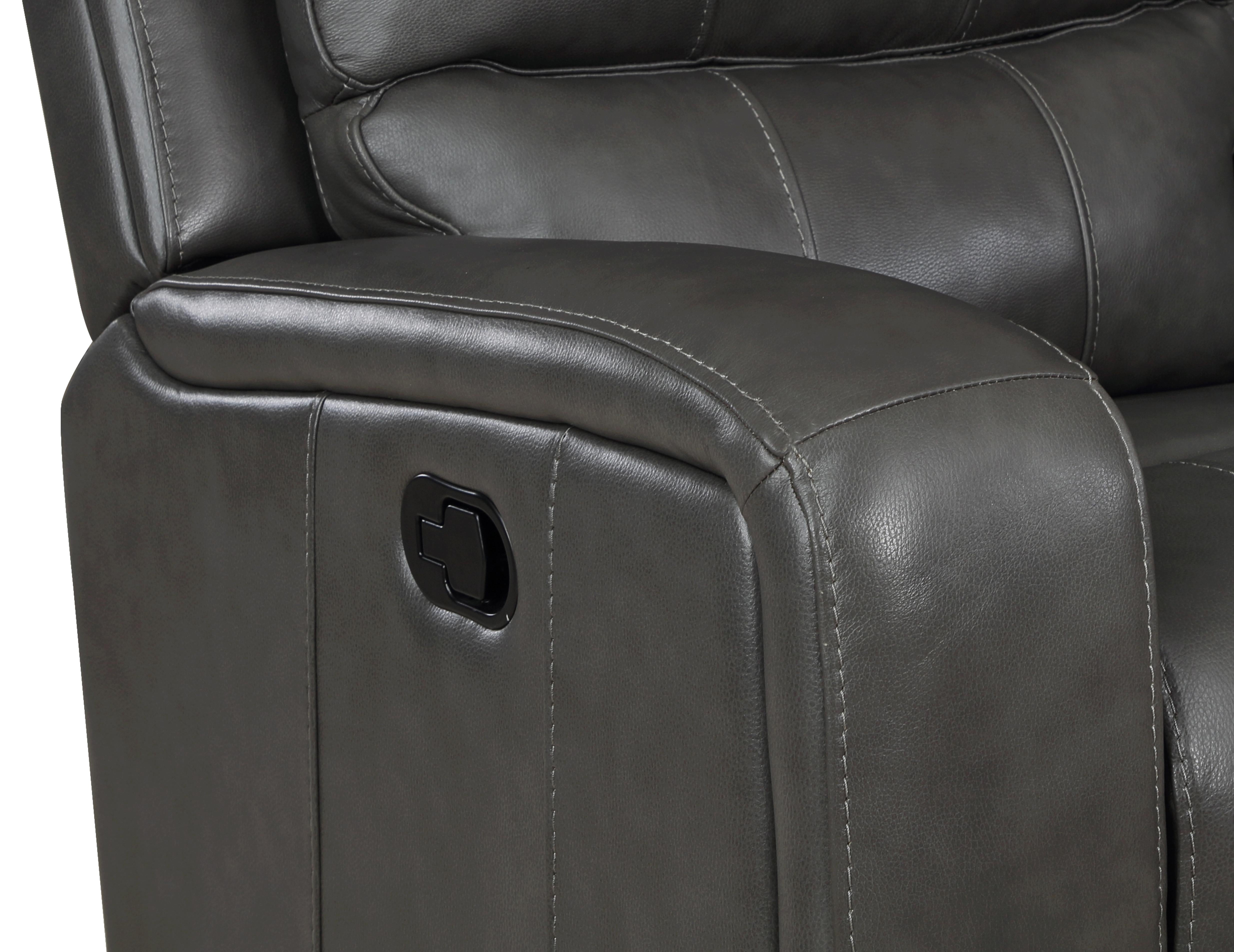 LINTON LEATHER SOFA W/DUAL RECLINER-GRAY - Ideal Furniture (Fresno,CA)