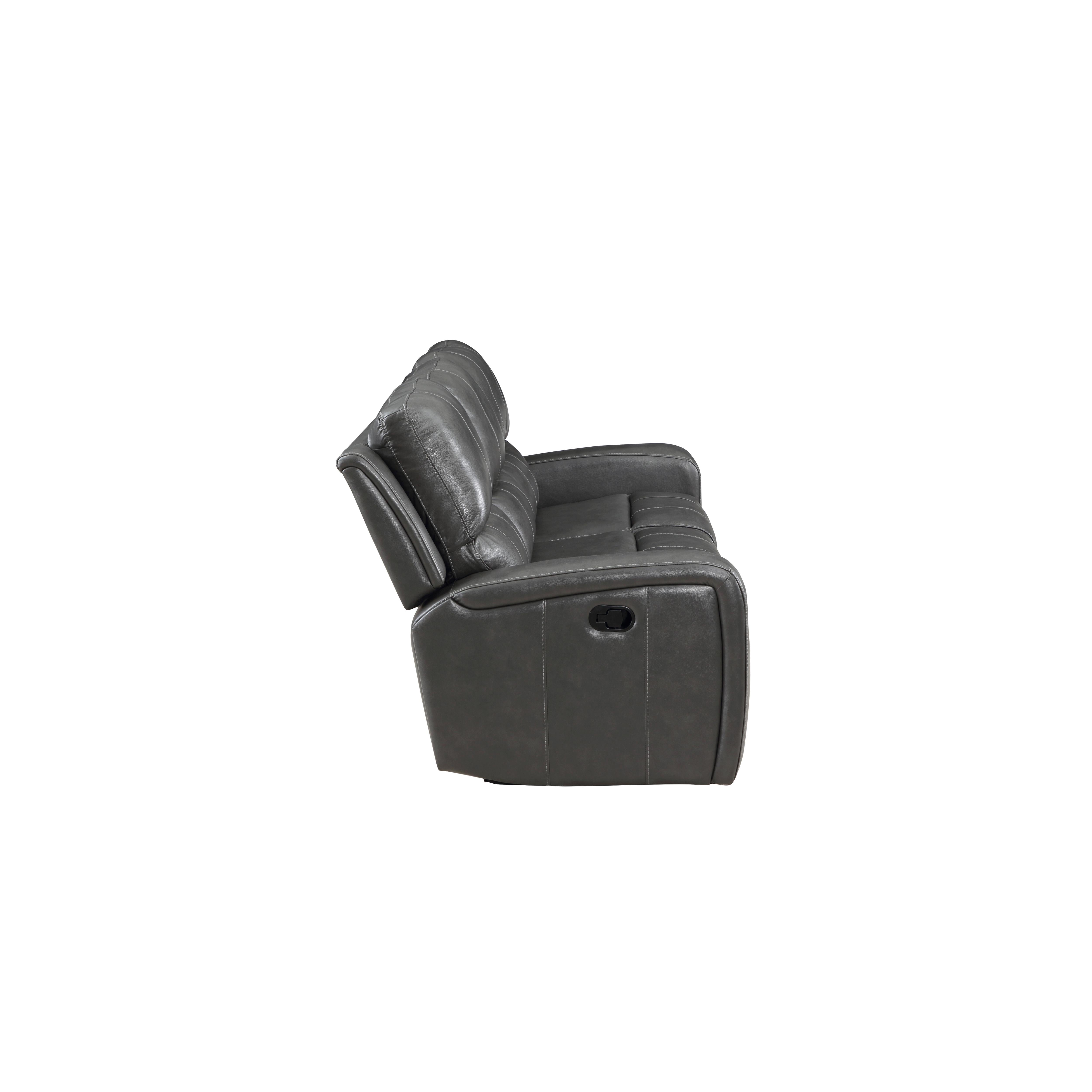 LINTON LEATHER SOFA W/DUAL RECLINER-GRAY - Ideal Furniture (Fresno,CA)