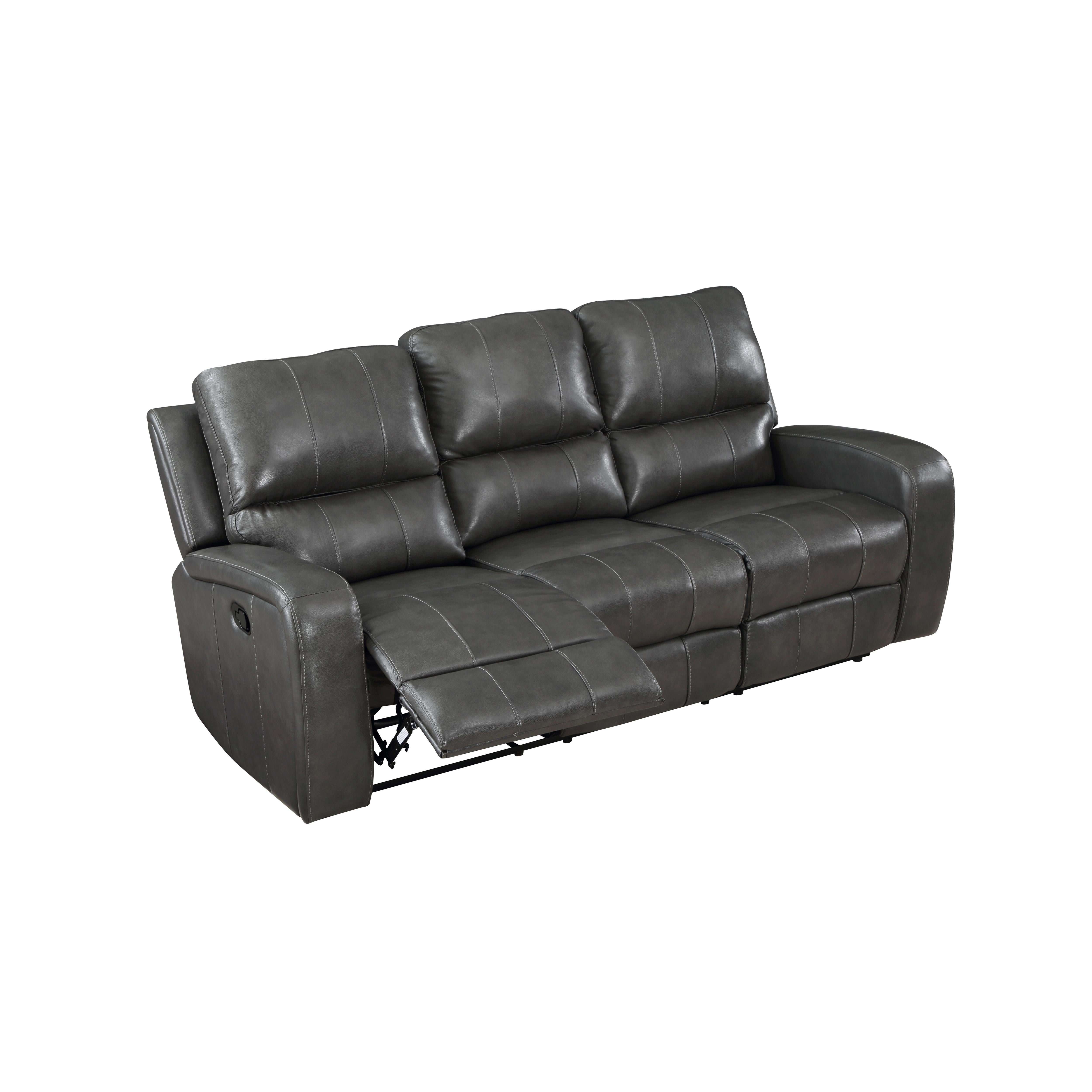 LINTON LEATHER SOFA W/ PWR FR-GRAY - Ideal Furniture (Fresno,CA)