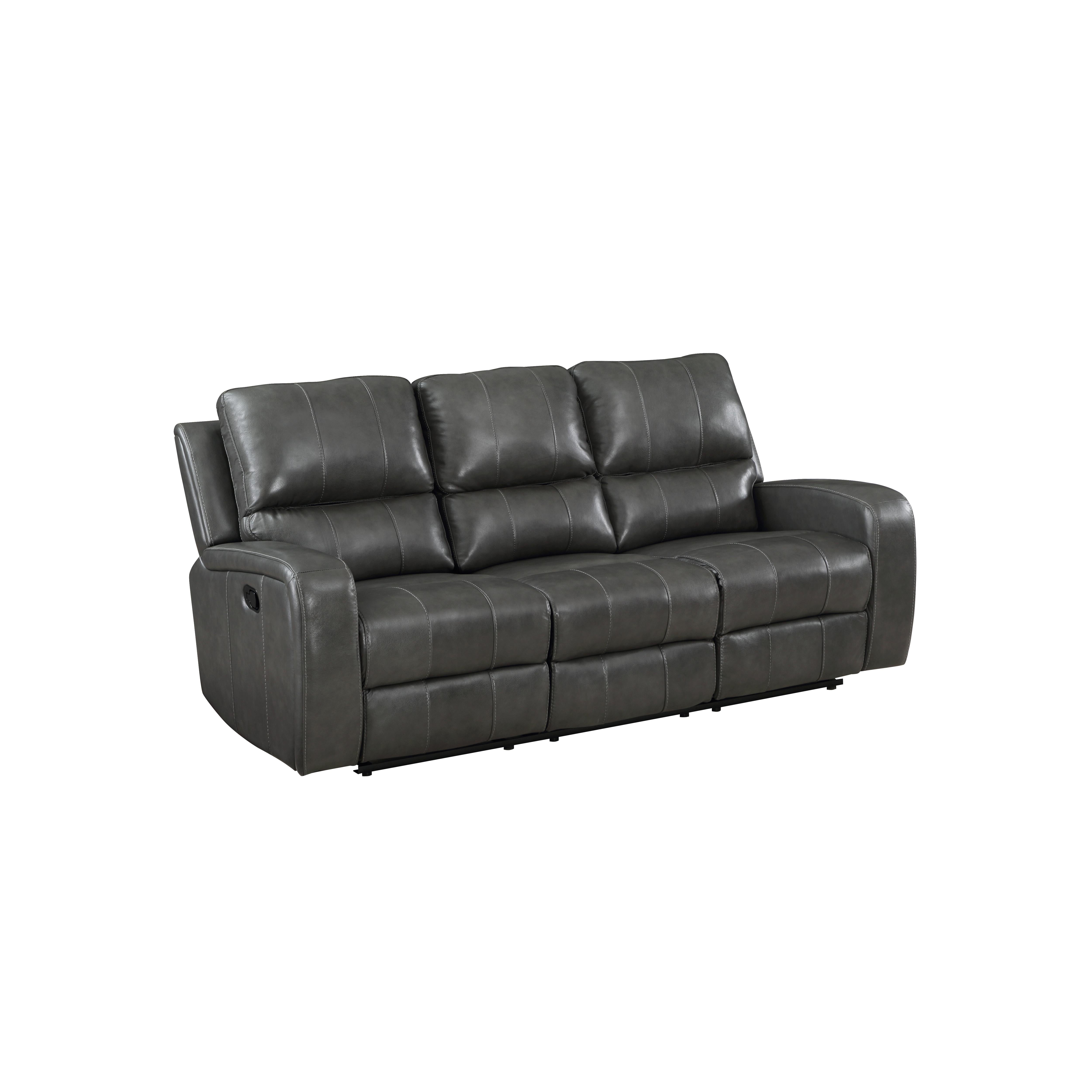 LINTON LEATHER SOFA W/DUAL RECLINER-GRAY