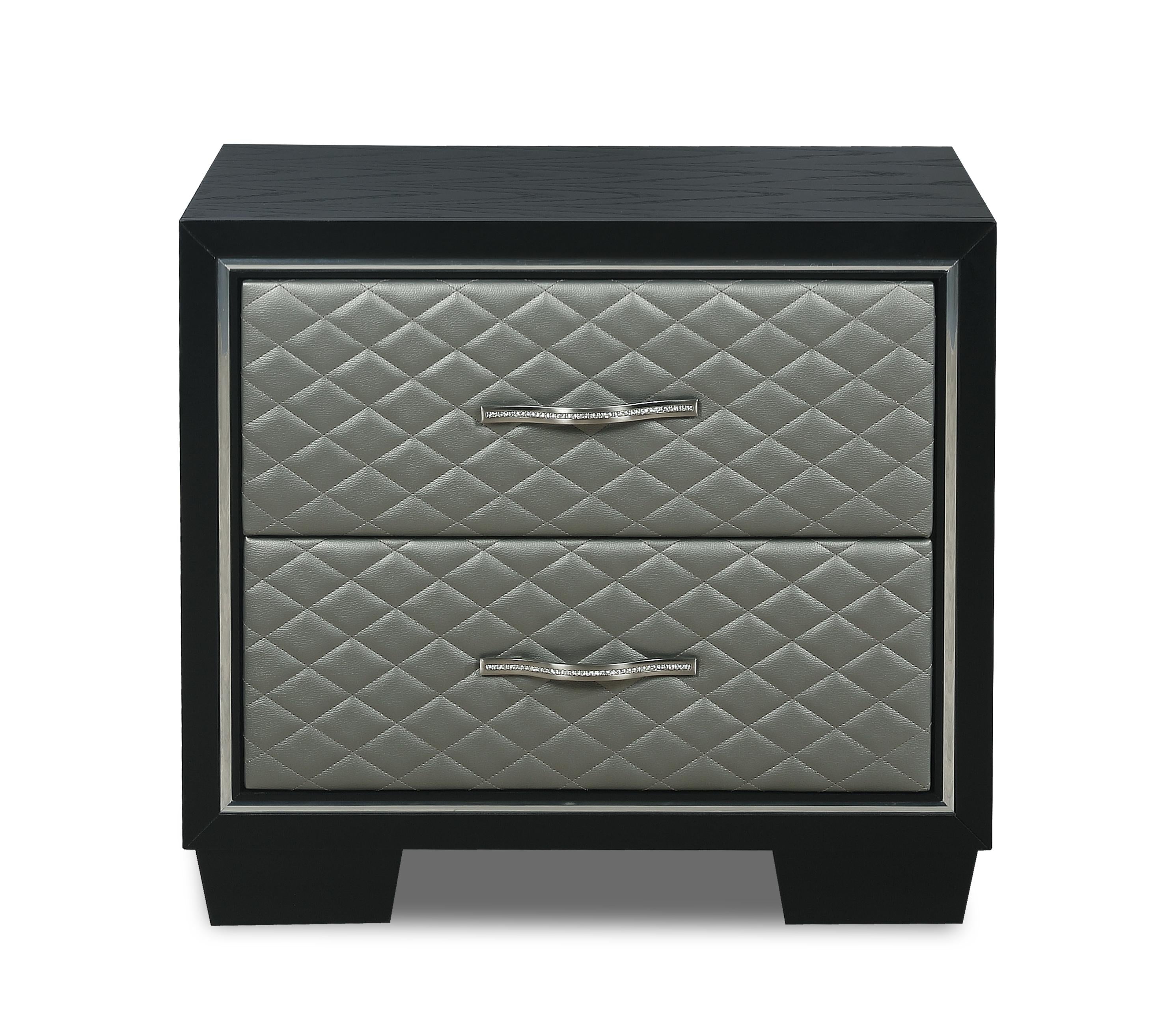 LUXOR NIGHTSTAND-BLACK/SILVER - Ideal Furniture (Fresno,CA)