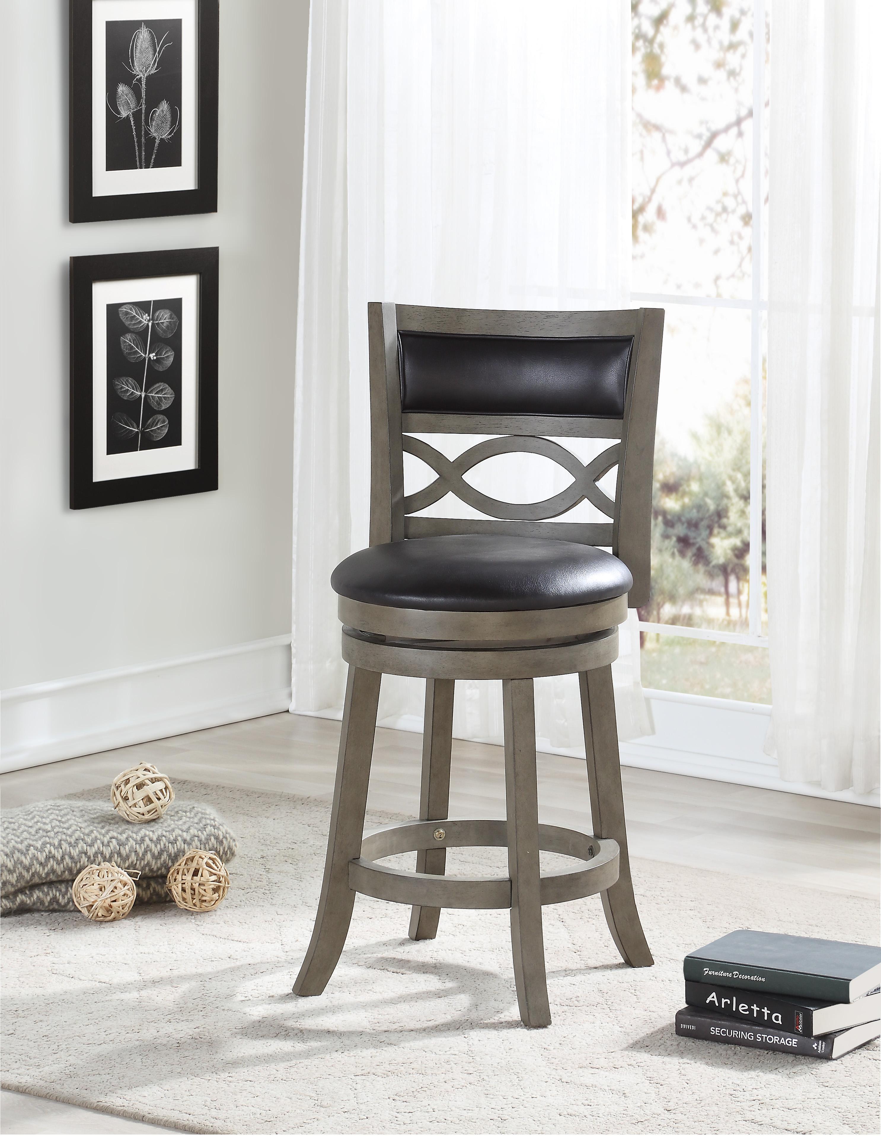 MANCHESTER 24" COUNTER STOOL-ANT GRAY W/PU SEAT - Ideal Furniture (Fresno,CA)